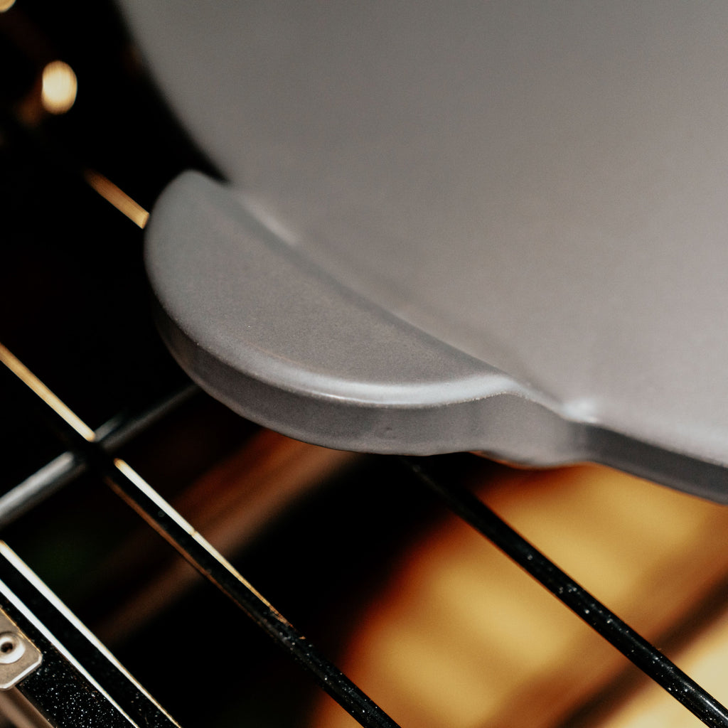 Glazed Round Pizza Stone with Handles, 13-Inch, Grey