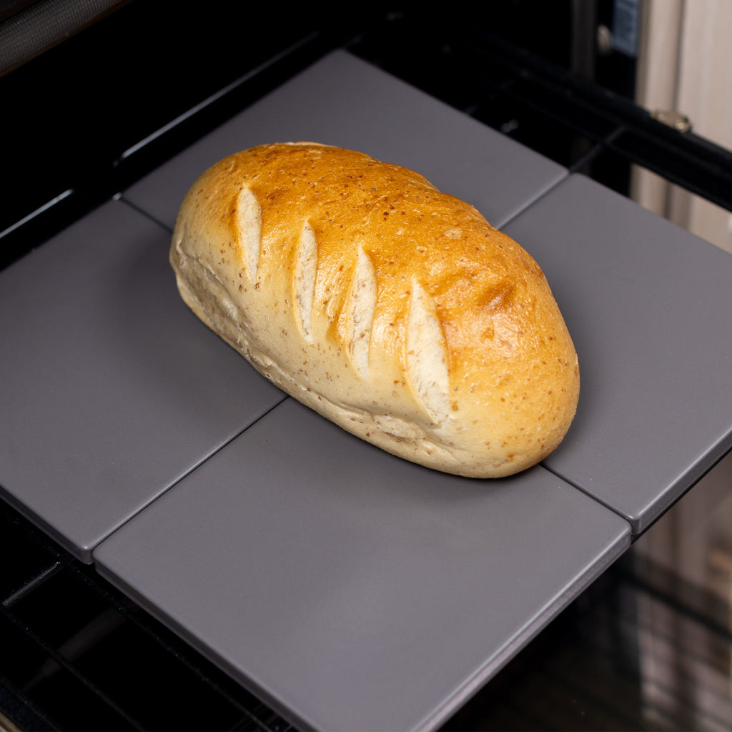 Glazed Cordierite Square Pizza Stone 4 Piece Set, 7.5x7.5-Inch, Grey