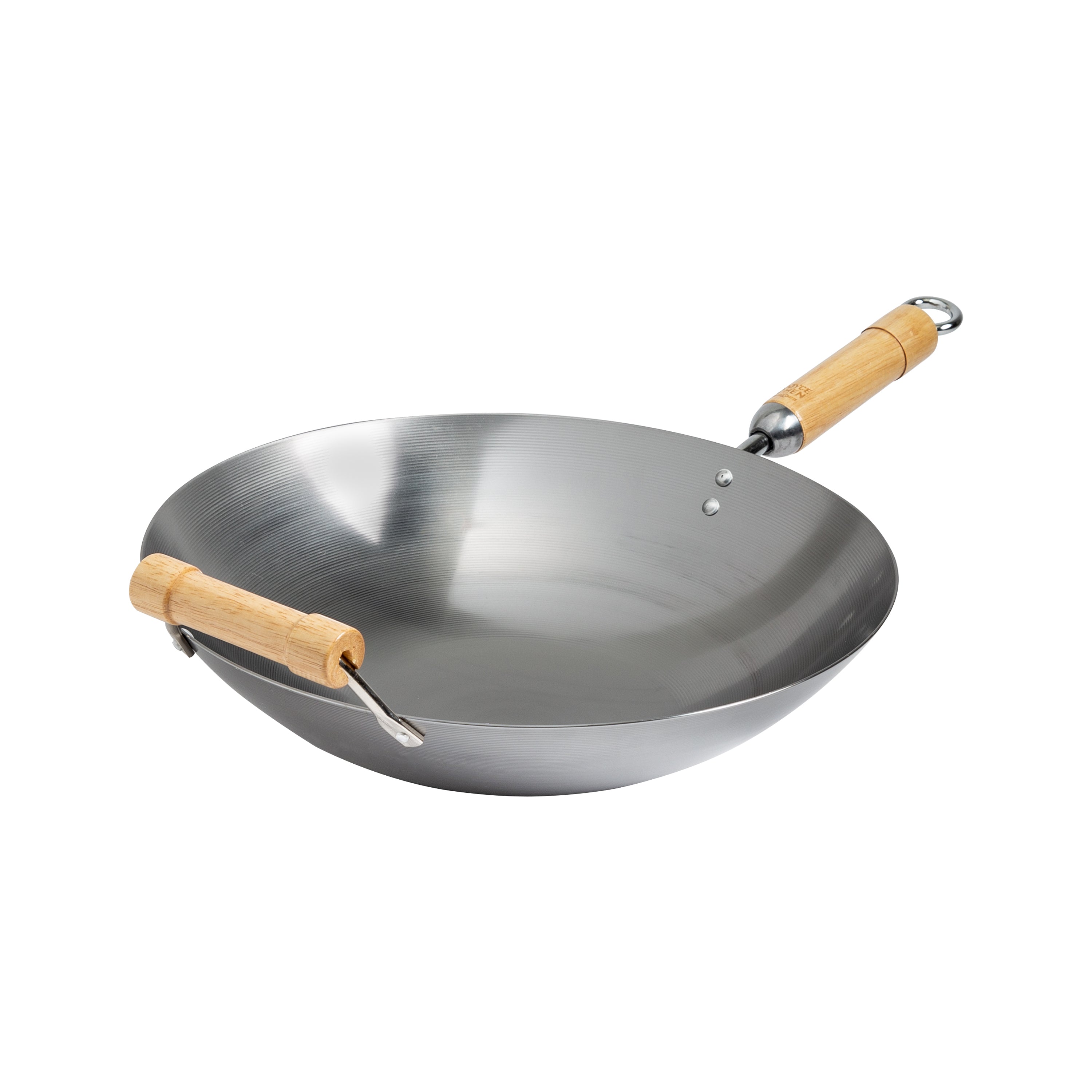 Classic Series 14-Inch Round Bottom Carbon Steel Wok with Birch Handles
