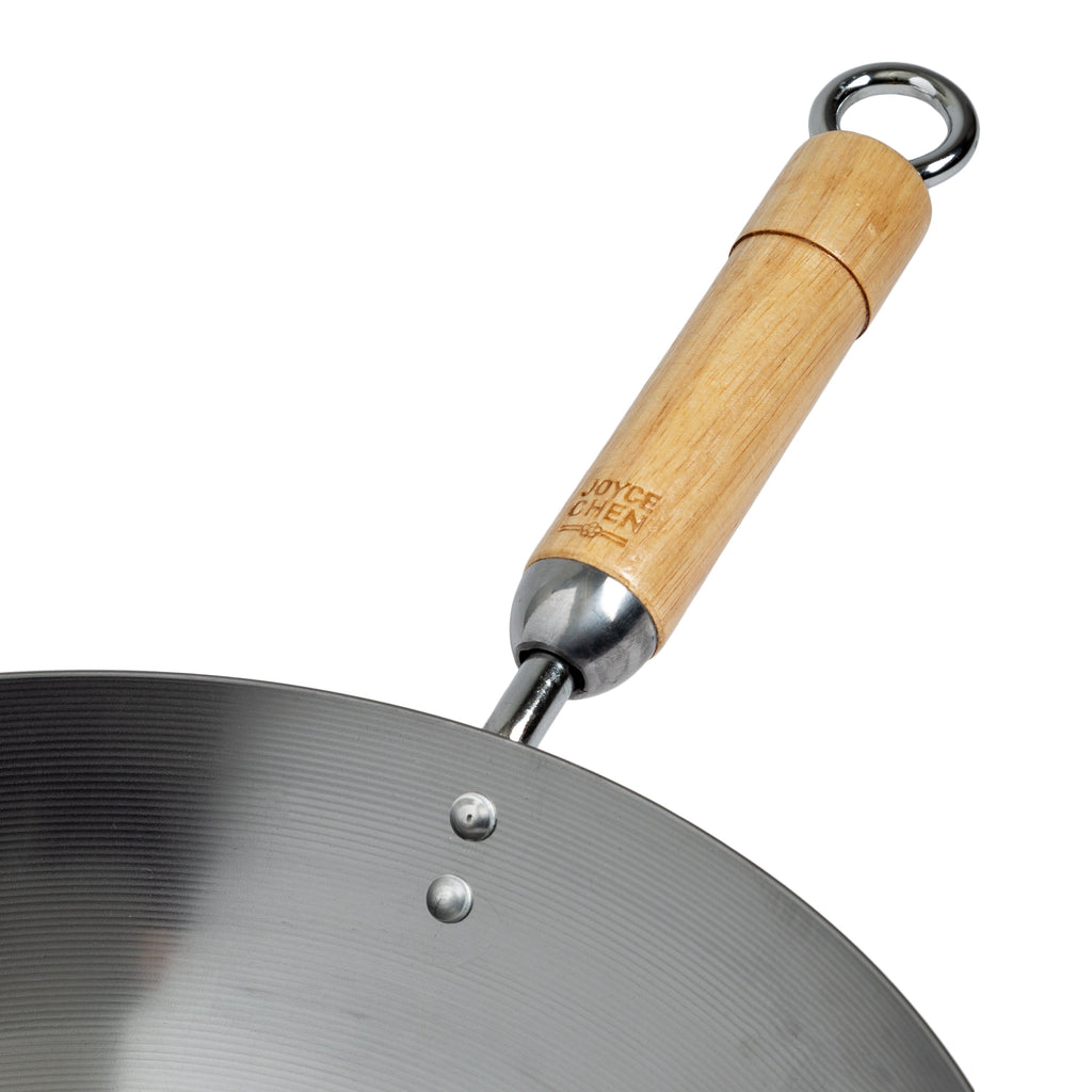 Classic Series 14-Inch Round Bottom Carbon Steel Wok with Birch Handles