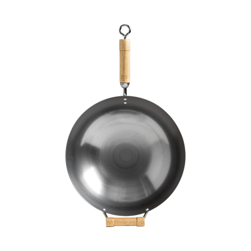 Classic Series 14-Inch Round Bottom Carbon Steel Wok with Birch Handles