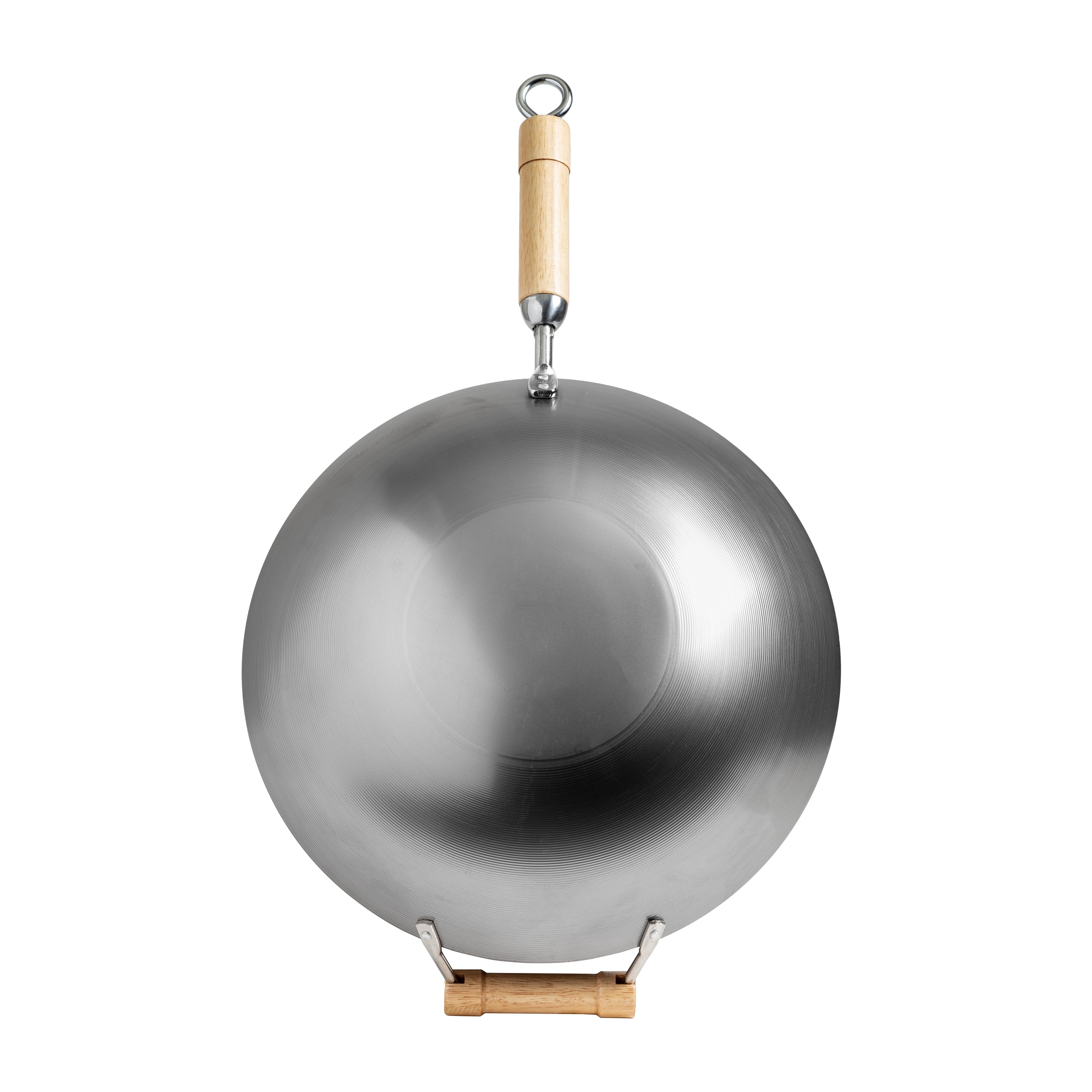 Classic Series 14-Inch Round Bottom Carbon Steel Wok with Birch Handles