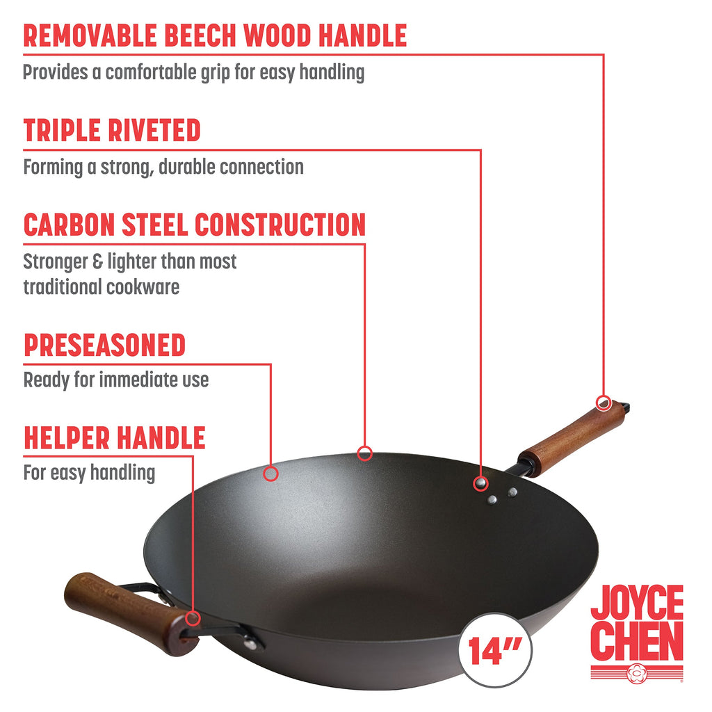 Classic Series 14-Inch Carbon Steel Preseasoned Wok