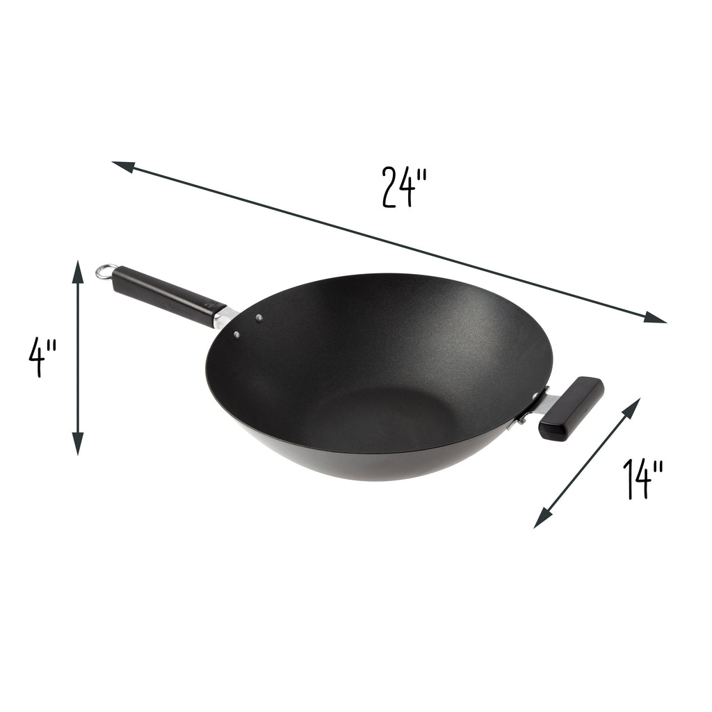 Professional Series 14-Inch Carbon Steel Ceramic Nonstick Flat Bottom Wok with Phenolic Handles