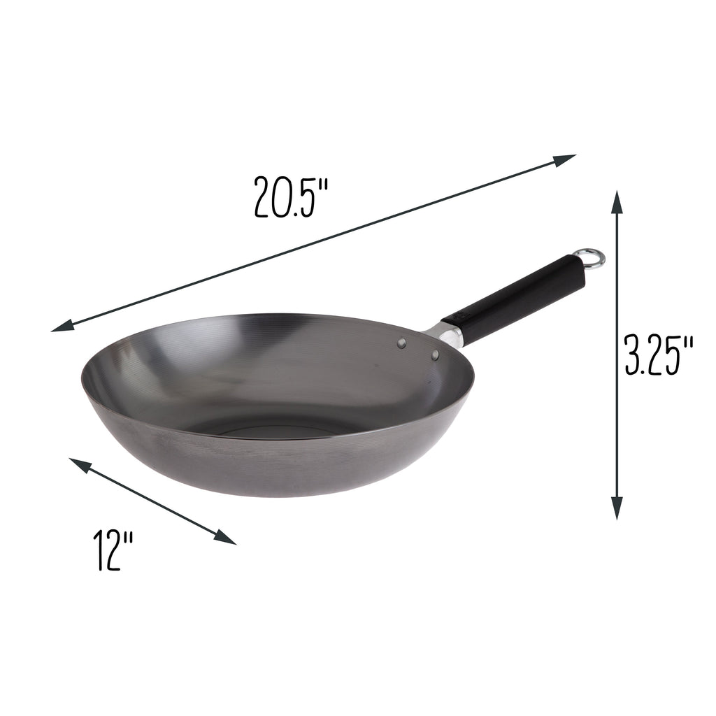 Professional Series 12-Inch Carbon Steel Stir Fry Pan with Phenolic Handle