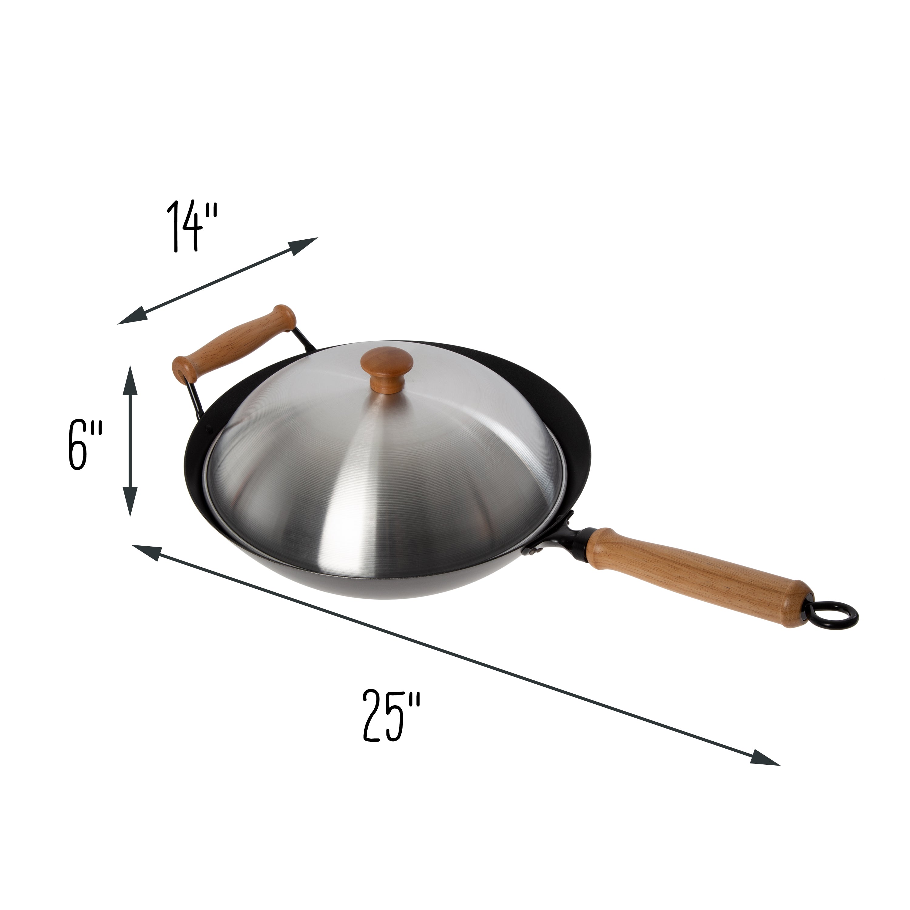 Professional Series 14-Inch Carbon Steel Ceramic Nonstick Flat Bottom Wok Set with Lid and Maple Handles, 10 Pieces