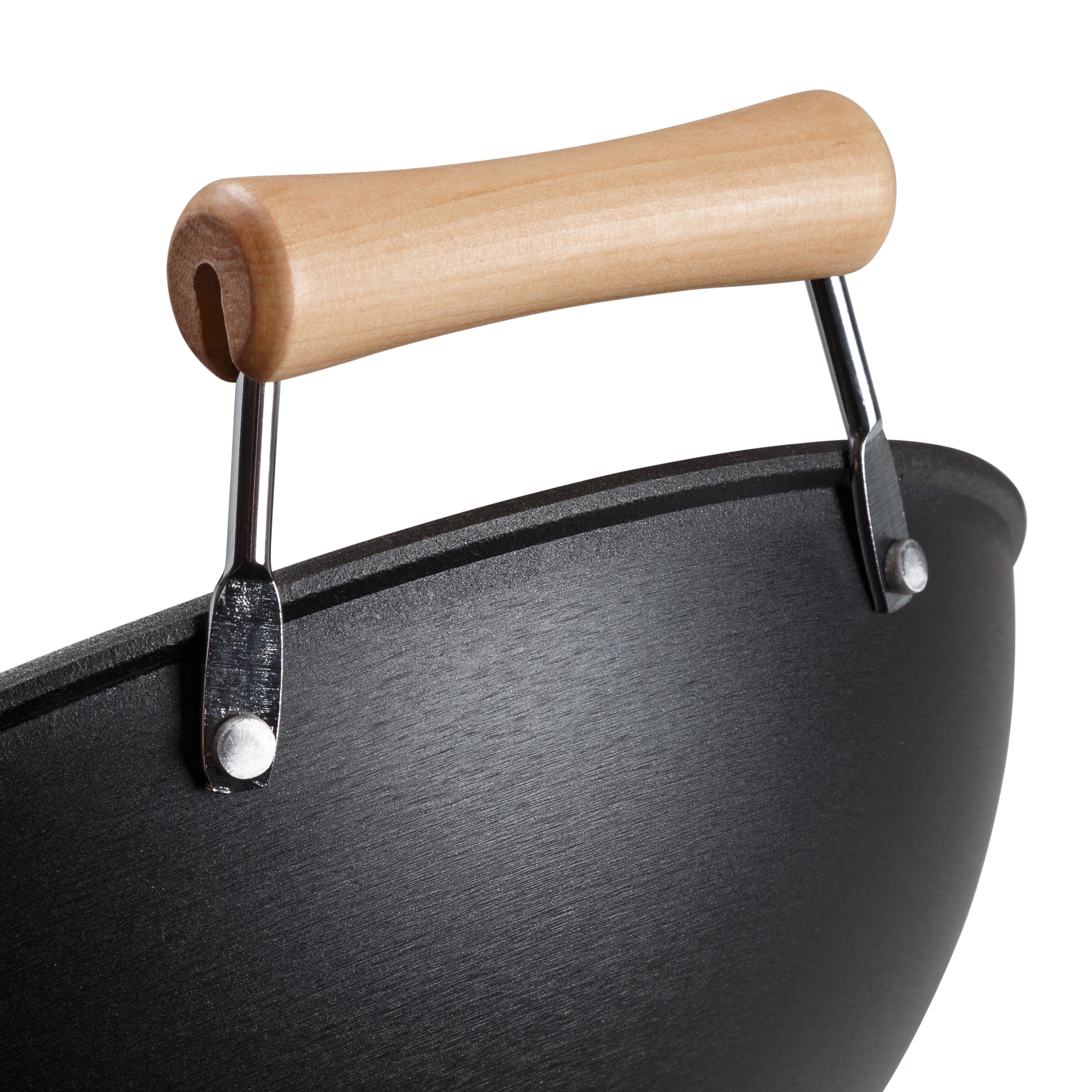 Professional Series 14-Inch Preseasoned Cast Iron Flat Bottom Wok with Maple Handle