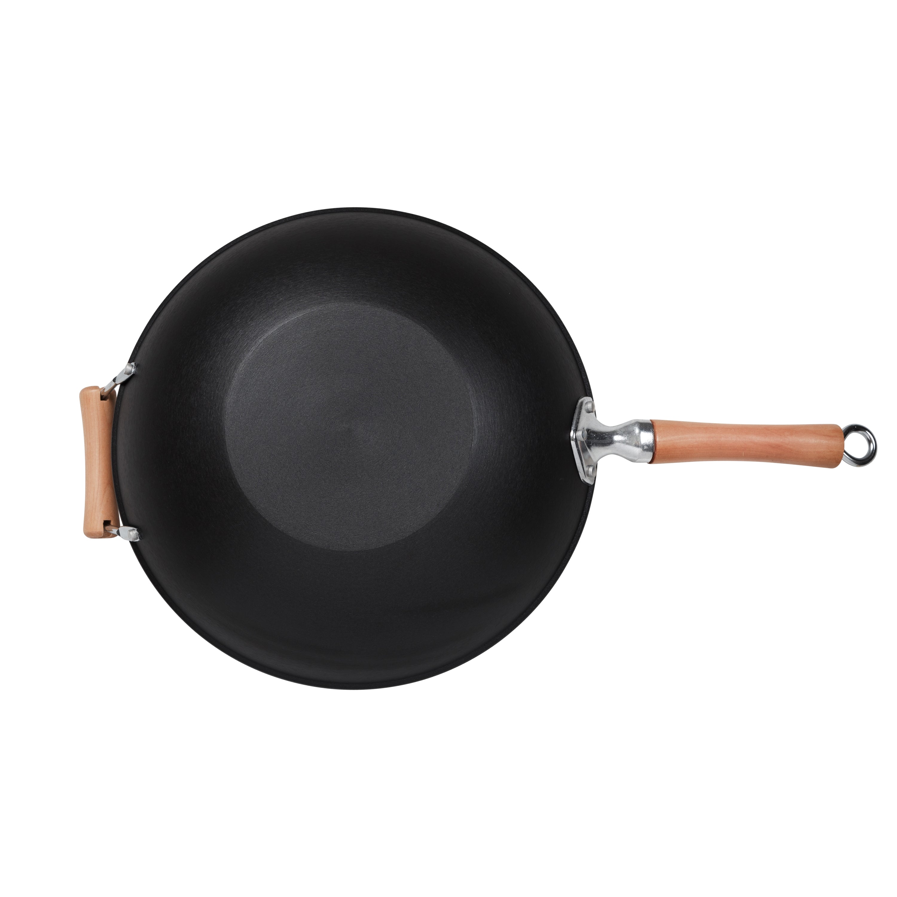 Professional Series 14-Inch Preseasoned Cast Iron Flat Bottom Wok with Maple Handle