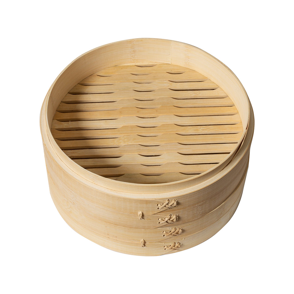 2-Tier Bamboo Steamer Baskets, 10-Inch