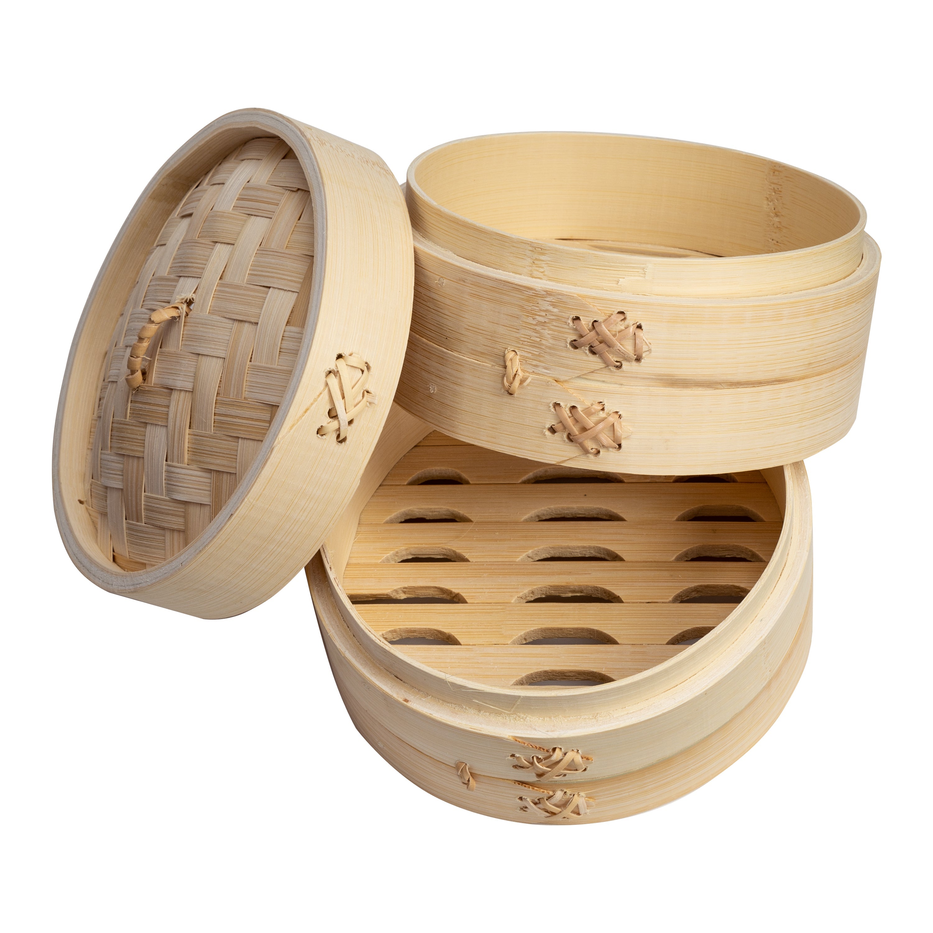 2-Tier Bamboo Steamer Baskets, 6-Inch
