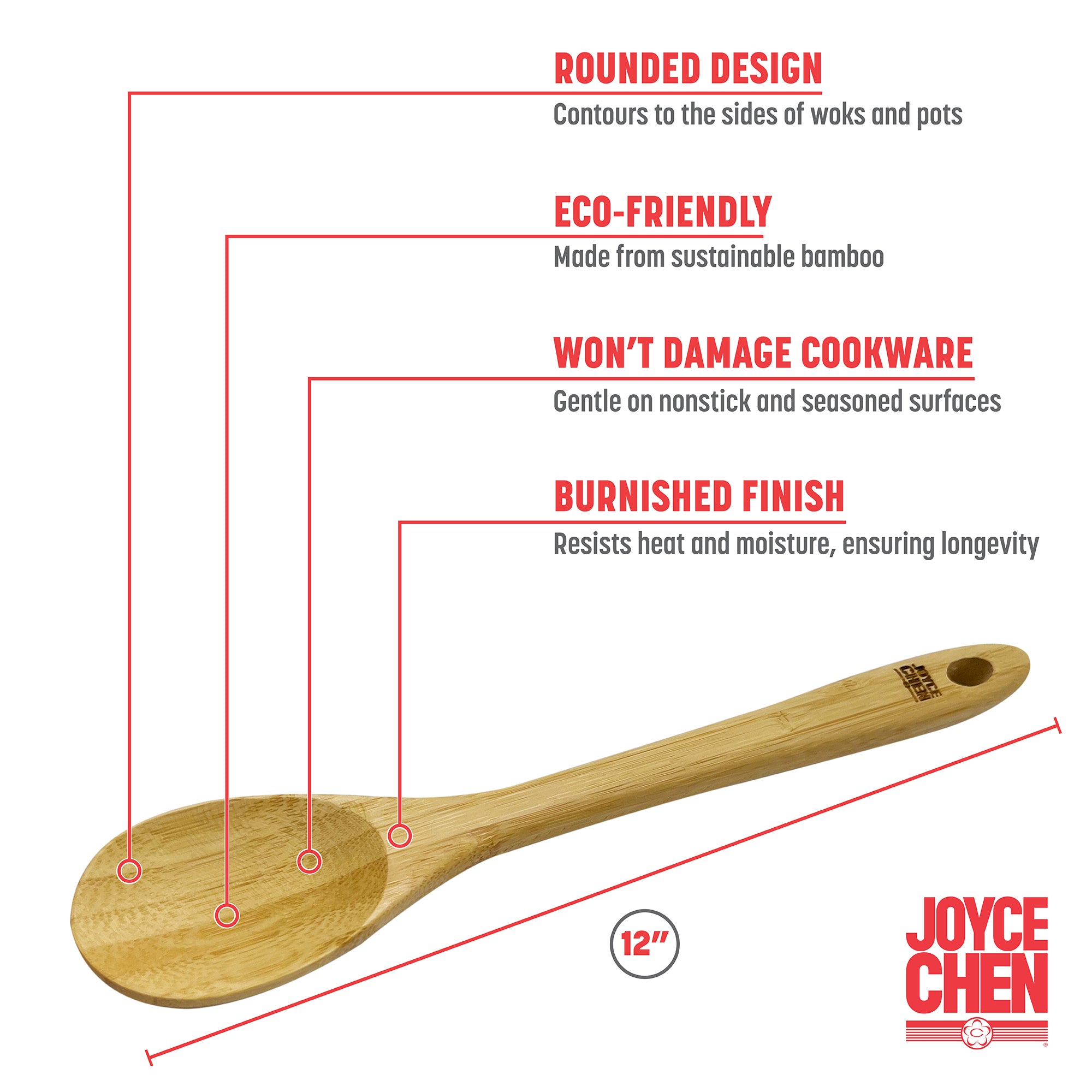 Burnished Bamboo Mixing Spoon, 12-Inch