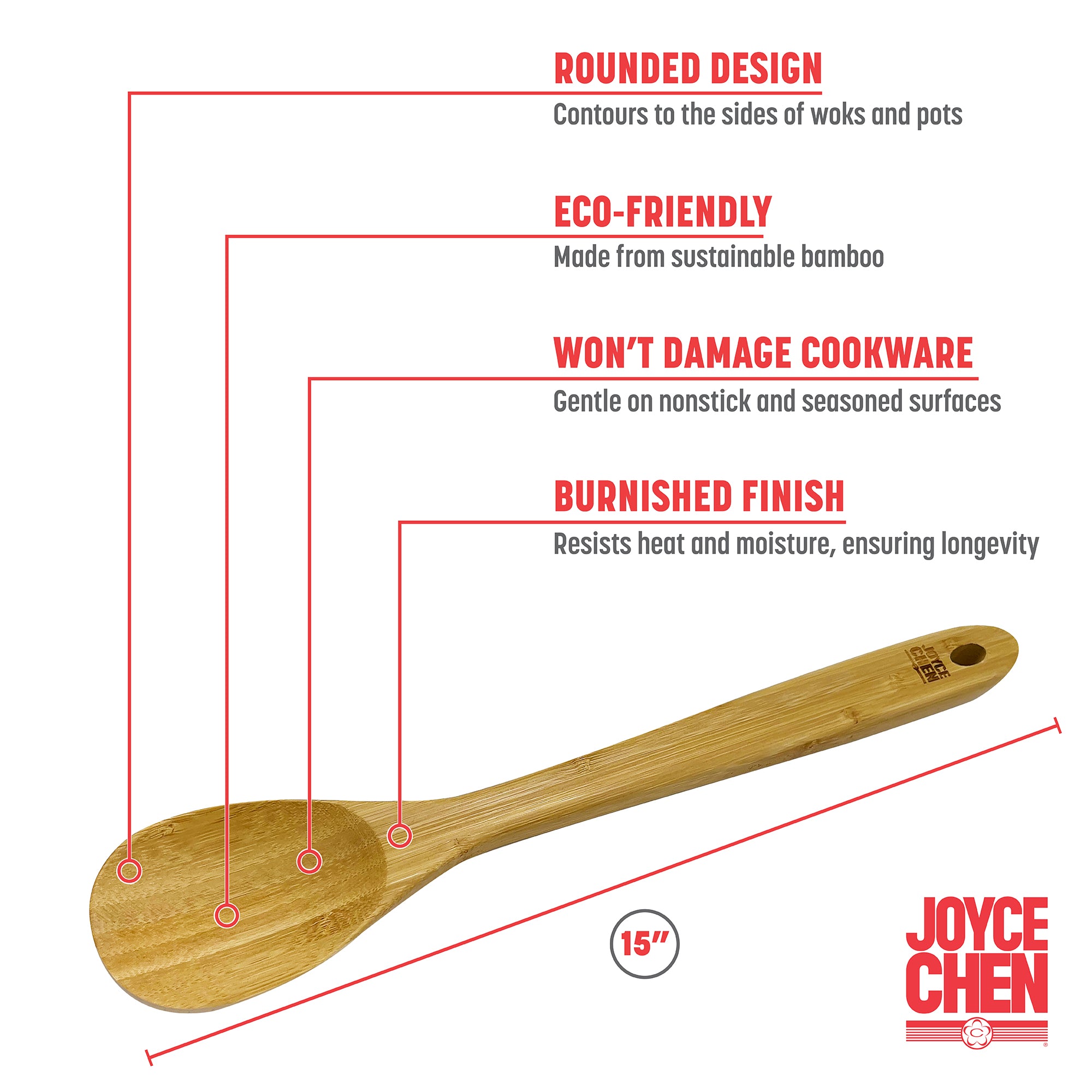 Burnished Bamboo Mixing Spoon, 15-Inch