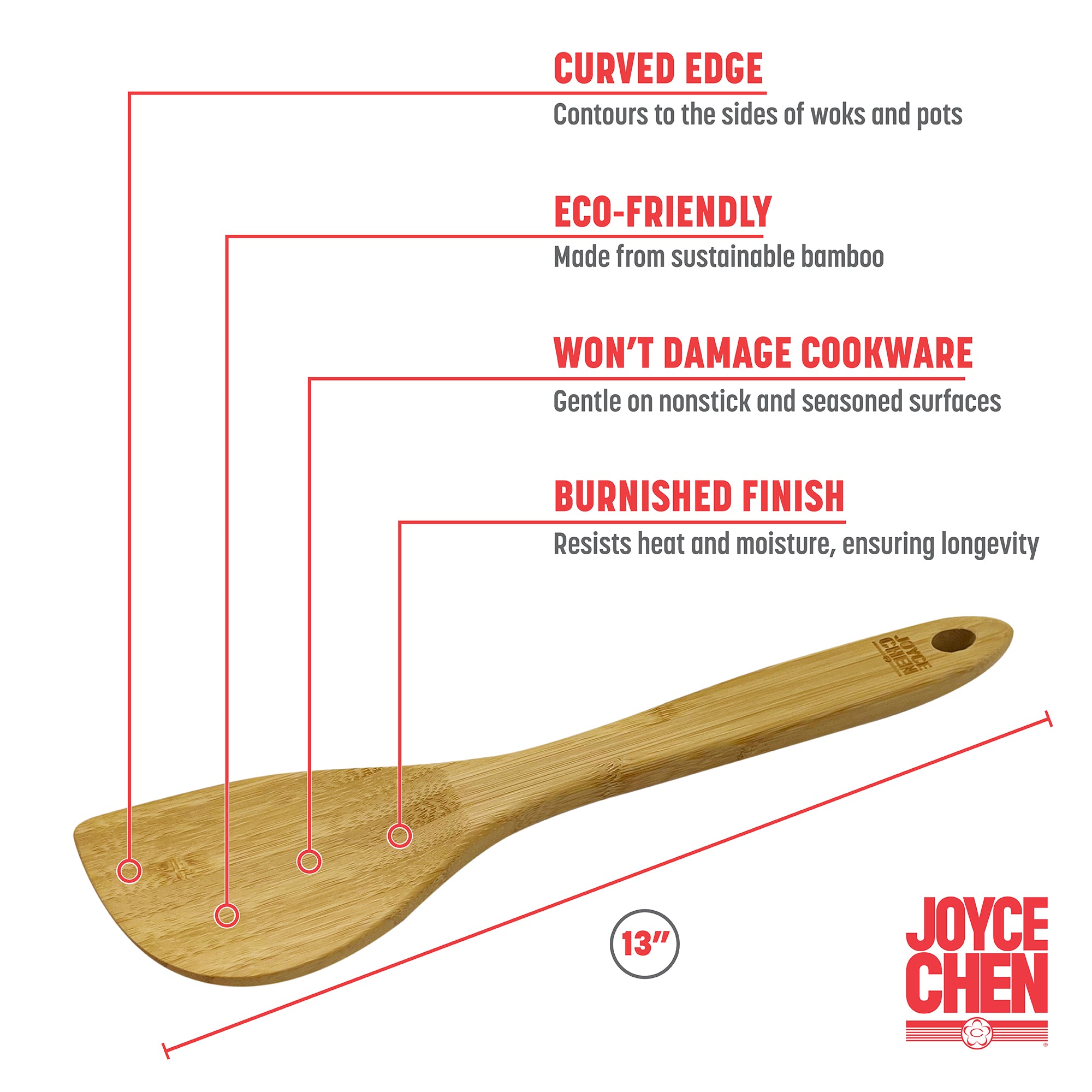 Burnished Bamboo Wok Spatula, 13-Inch