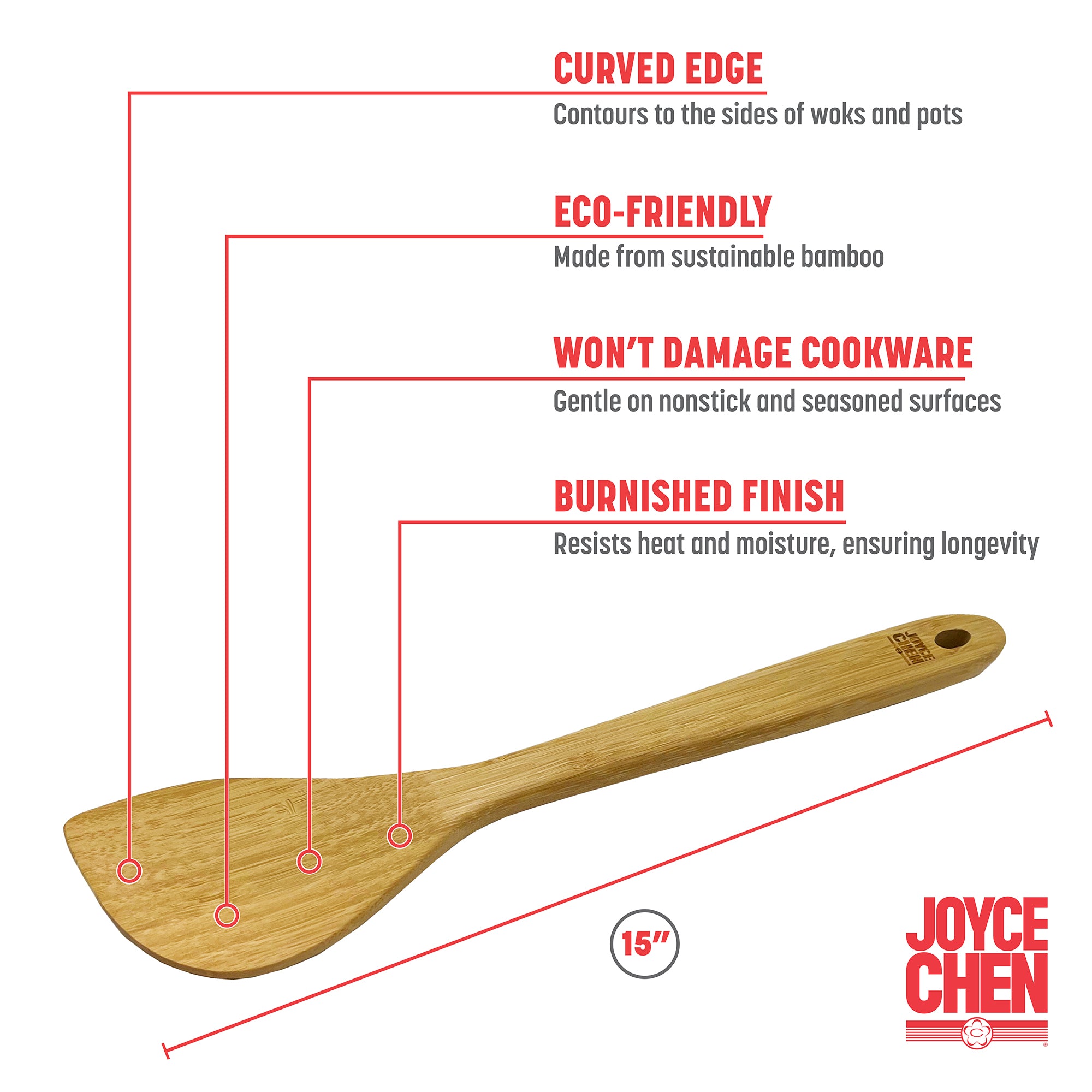 Burnished Bamboo Wok Spatula, 15-Inch