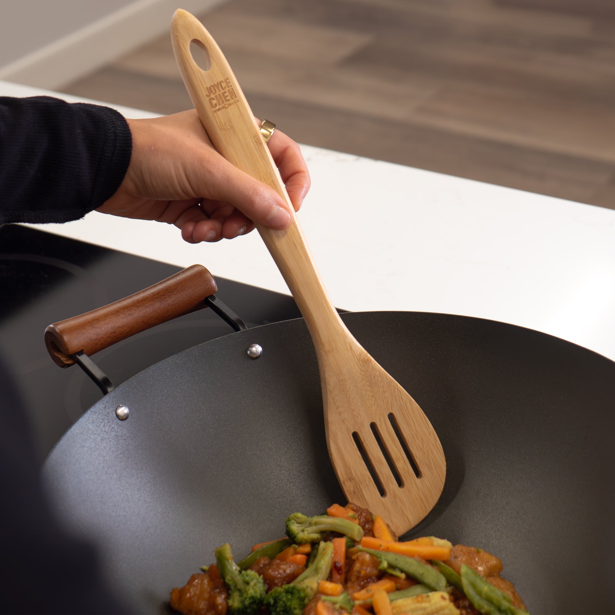 Burnished Bamboo Slotted Spatula, 13-Inch