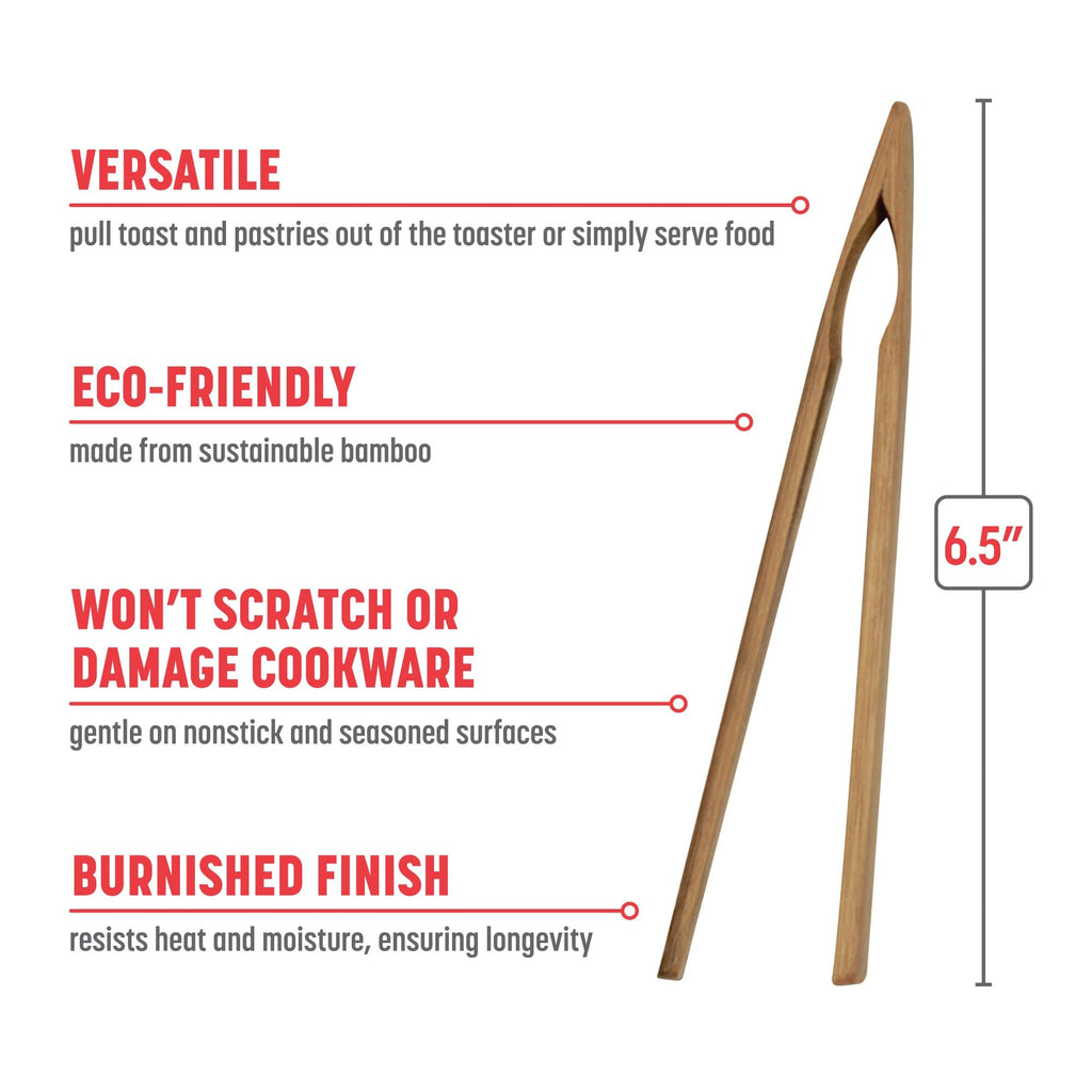 Burnished Bamboo Toaster Tongs, 6.5 Inch