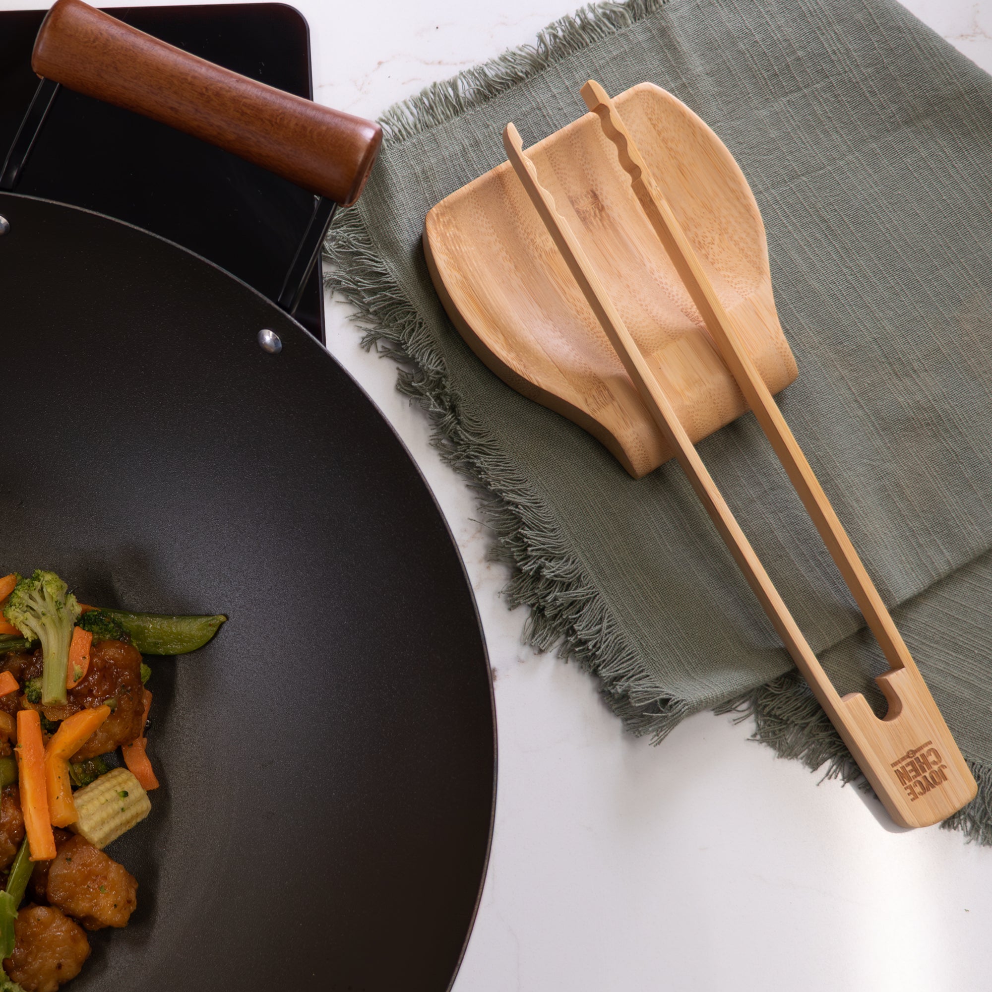 Burnished Bamboo Tongs with Serrated Teeth, 11-Inch