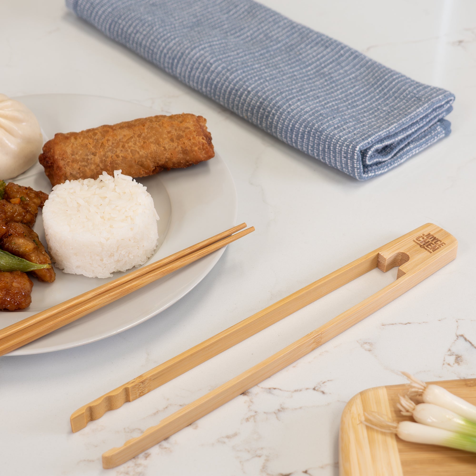 Burnished Bamboo Tongs with Serrated Teeth, 11-Inch