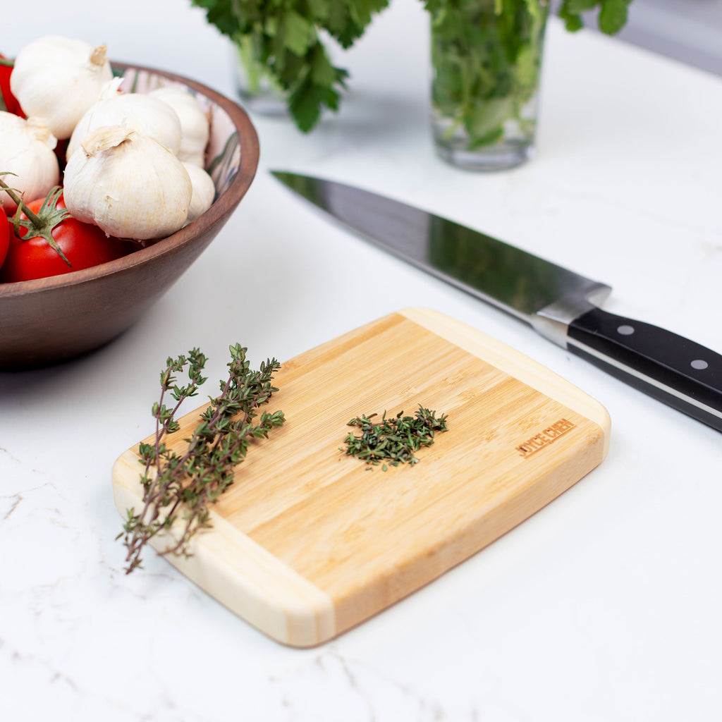 Compact Burnished Bamboo Cutting Board, 5x7 Inches