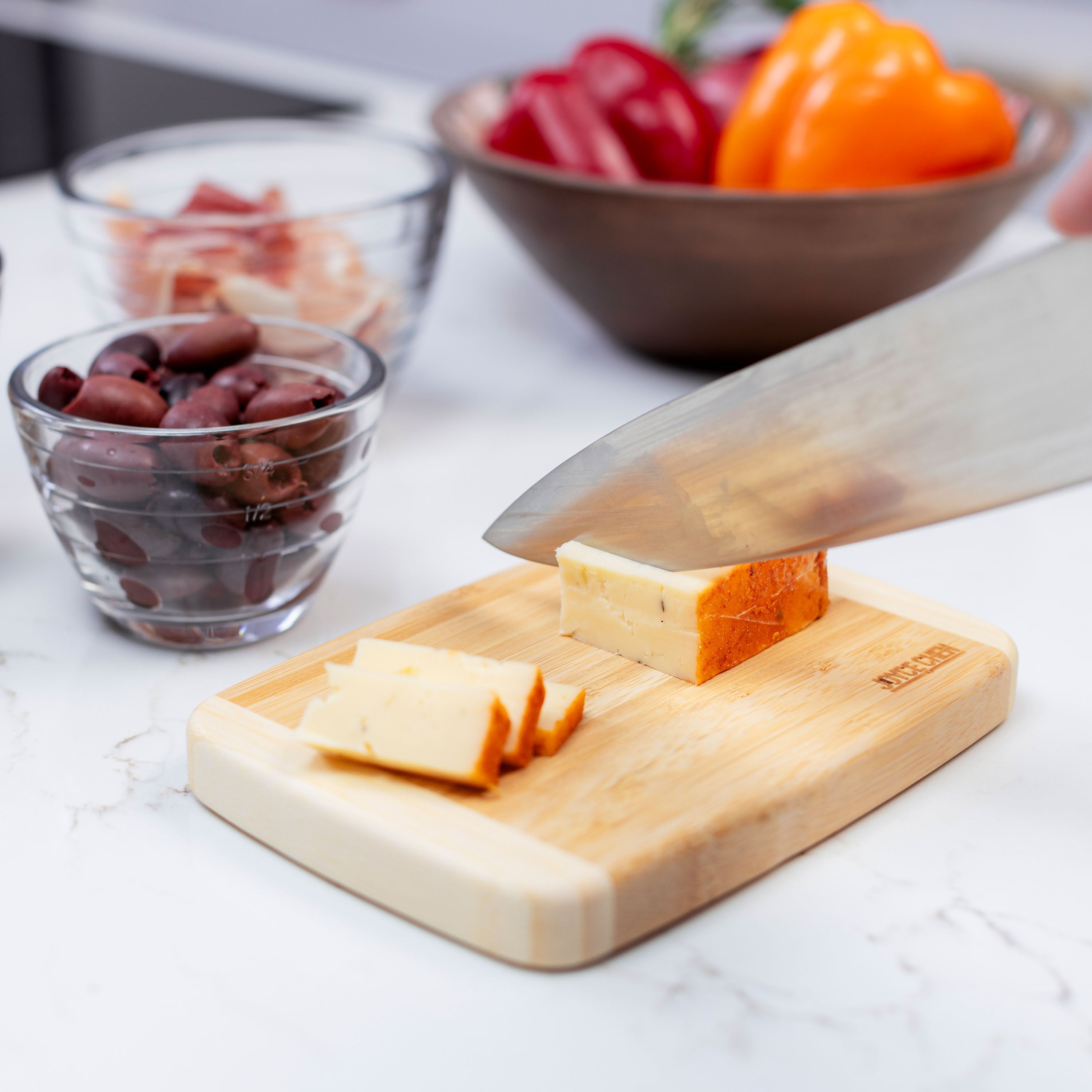 Compact Burnished Bamboo Cutting Board, 5x7 Inches