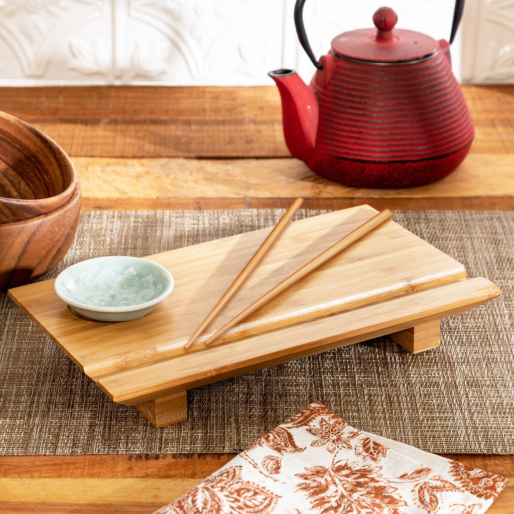 Burnished Bamboo Sushi Board Set