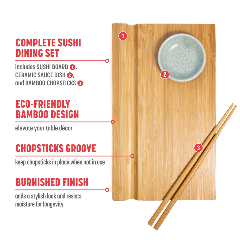 Burnished Bamboo Sushi Board Set