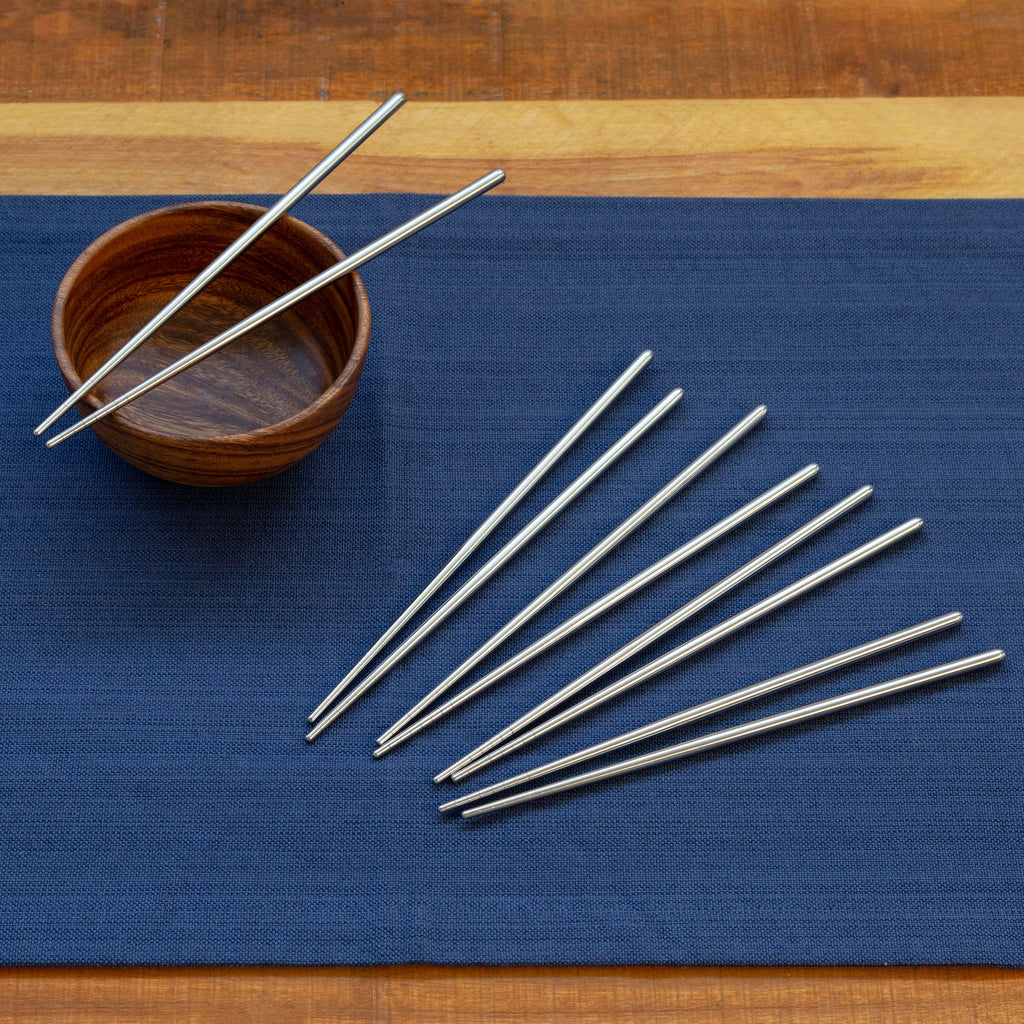 Reusable Stainless Steel Metal Chopsticks Set, 5 Pair Set