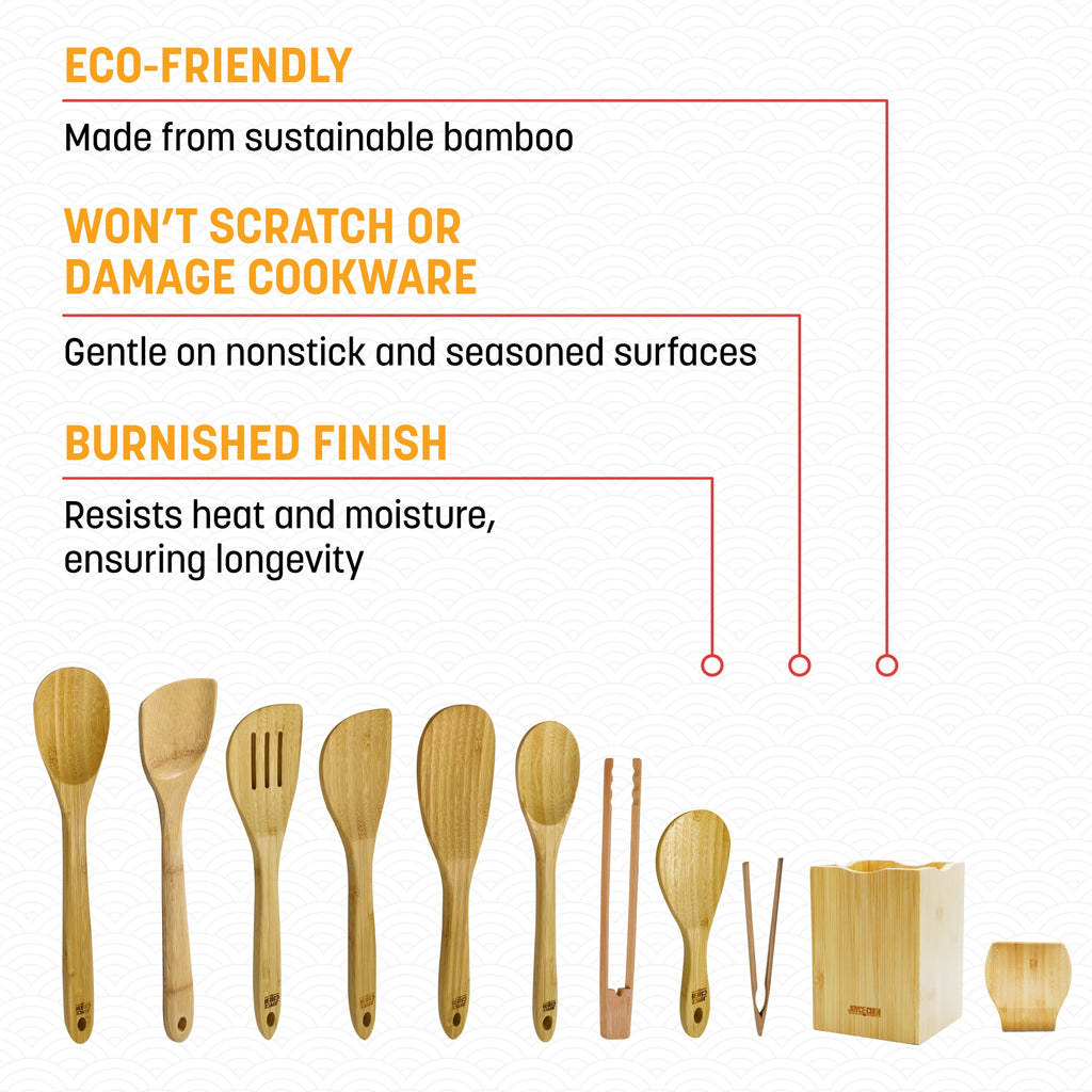 11 Piece Burnished Bamboo Utensil Set