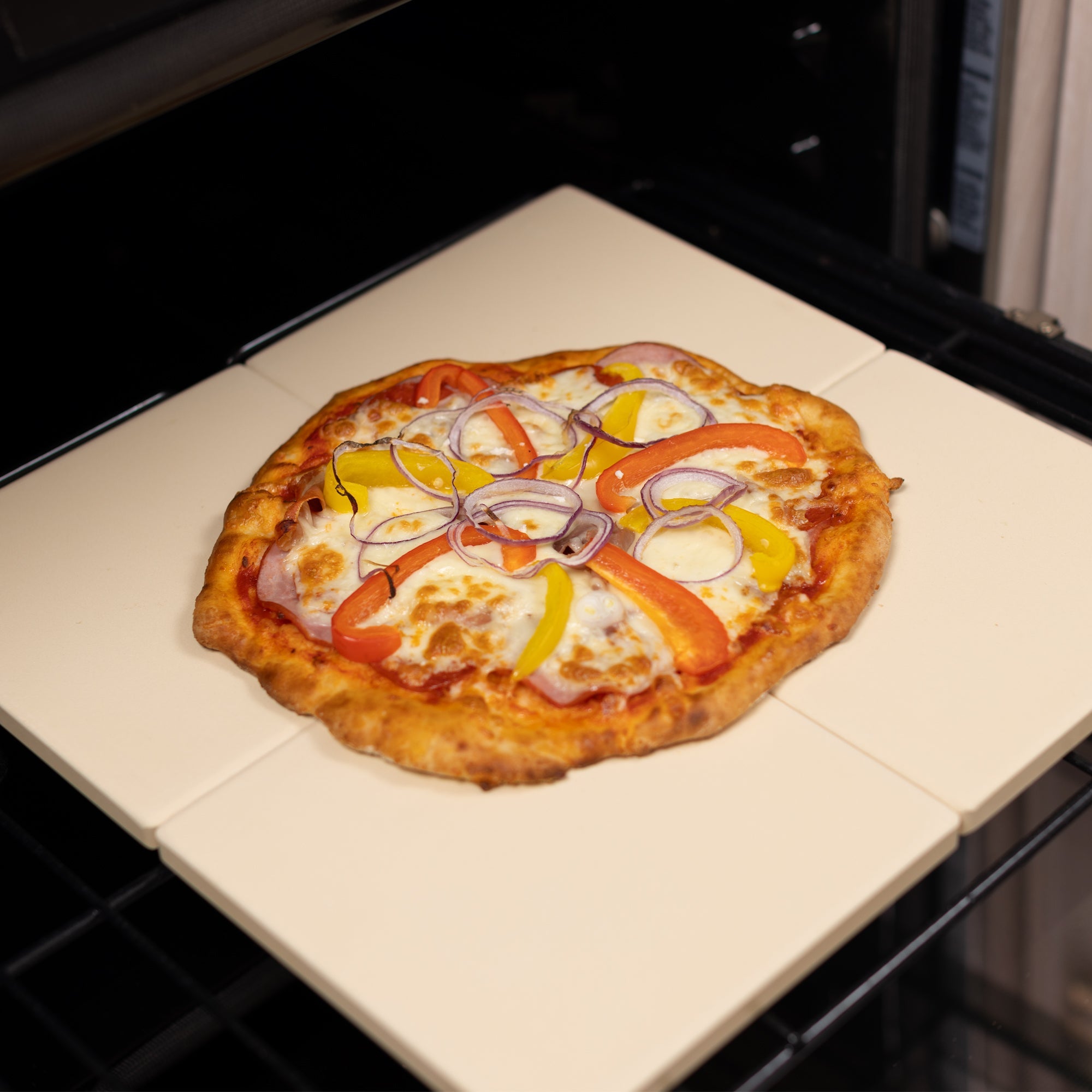 Cordierite Square Pizza Stone 4 Piece Set, 7.5x7.5-Inch, Beige