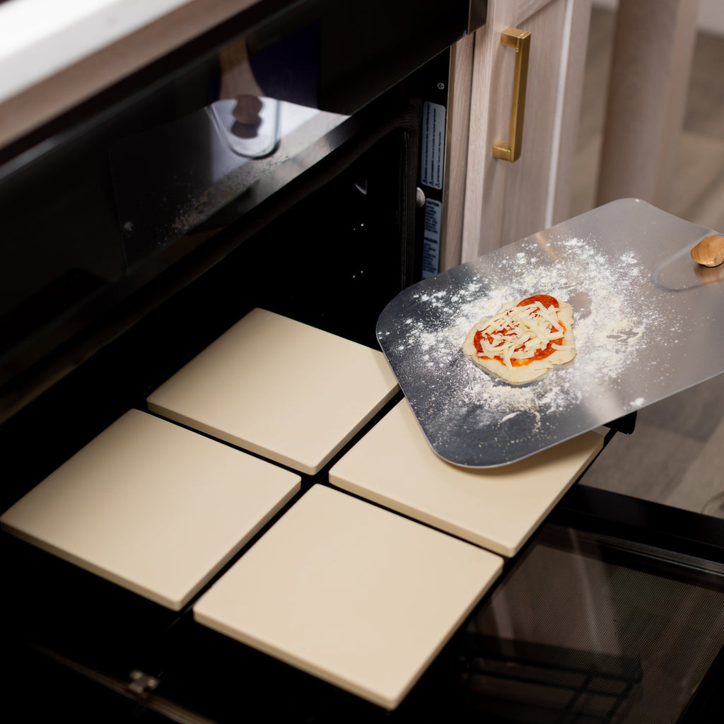 Cordierite Square Pizza Stone 4 Piece Set, 7.5x7.5-Inch, Beige