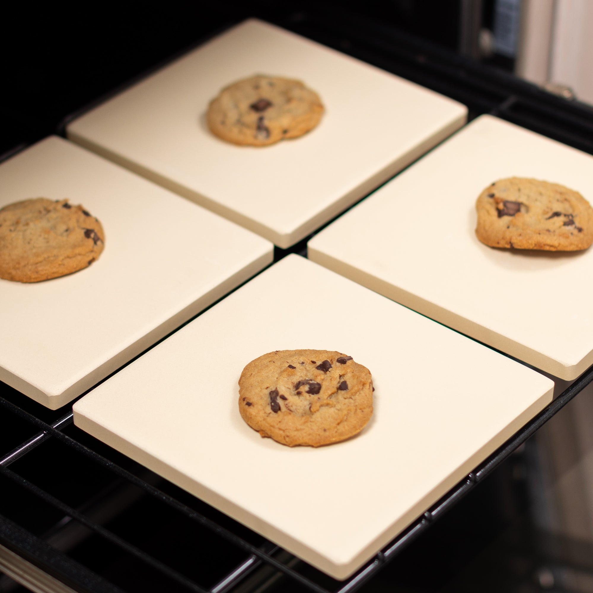 Cordierite Square Pizza Stone 4 Piece Set, 7.5x7.5-Inch, Beige