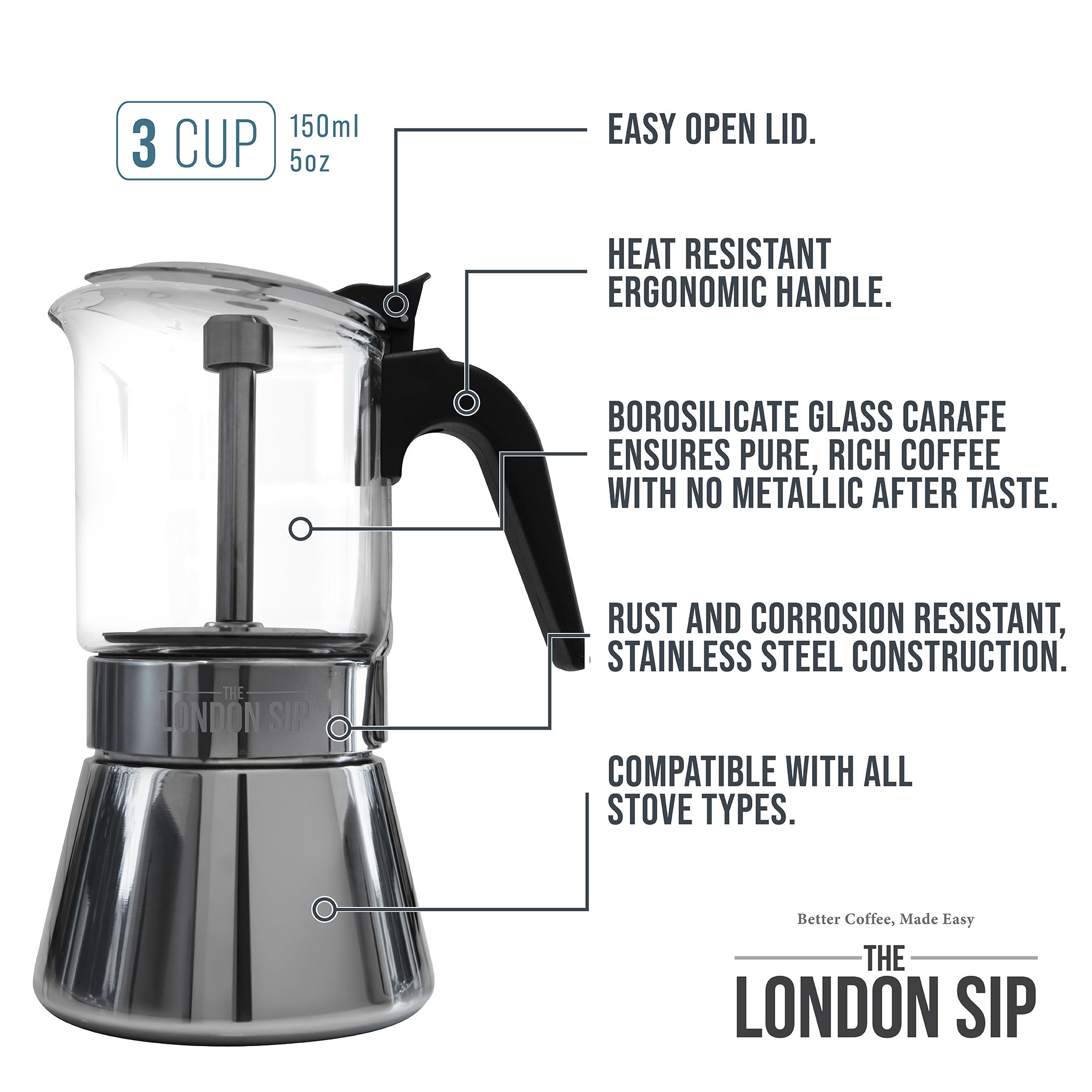 Glass Stovetop Espresso Coffee Maker