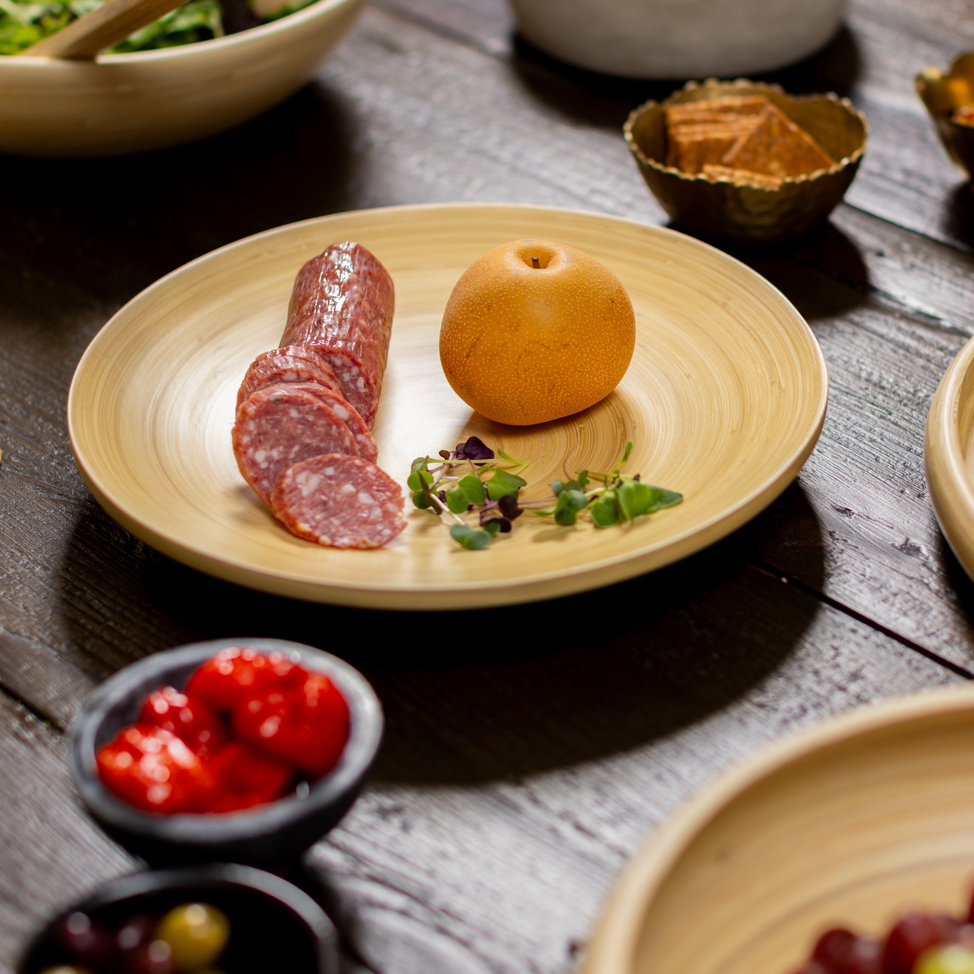 Lexa Bamboo Footed Plate, 12 Inch