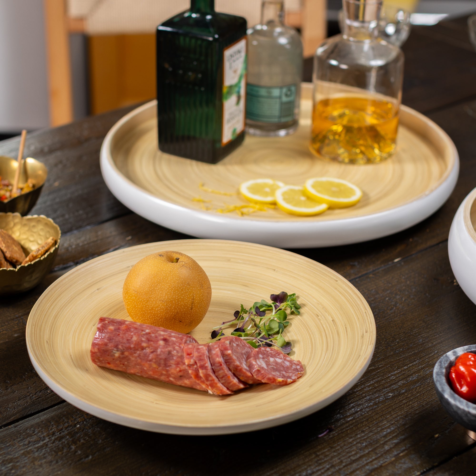 Lexa Bamboo Footed Plate, 12 Inch