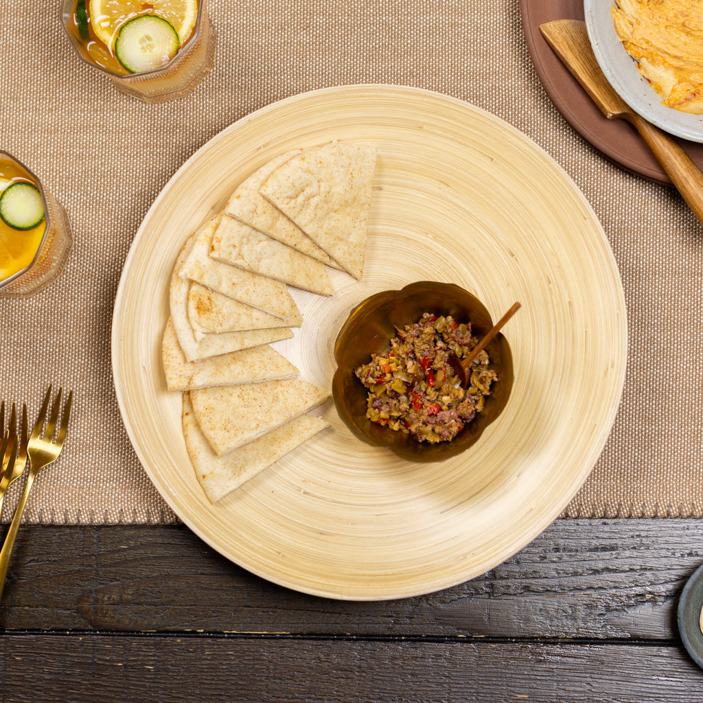 Lexa Bamboo Footed Plate, 12 Inch