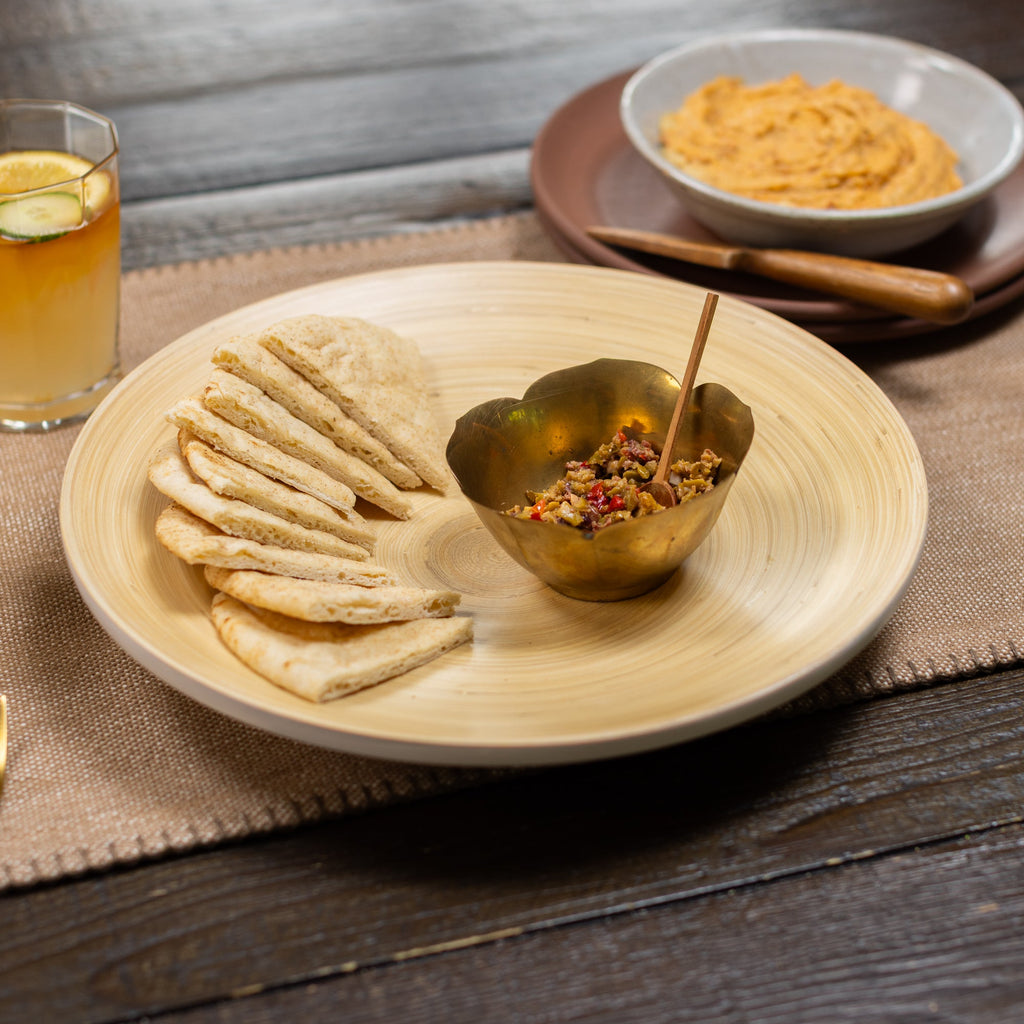 Lexa Bamboo Footed Plate, 12 Inch