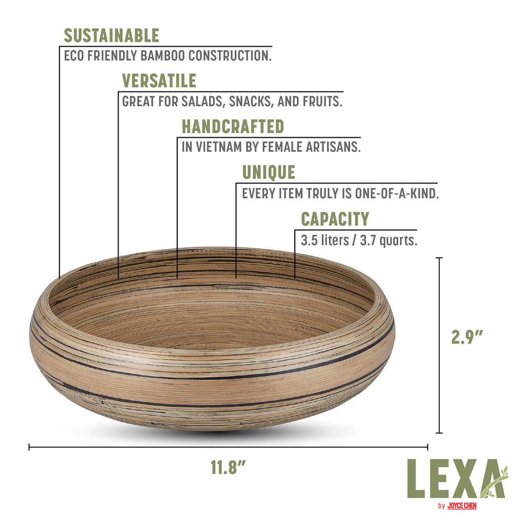 Lexa Bamboo Fruit Bowl, 12 Inch