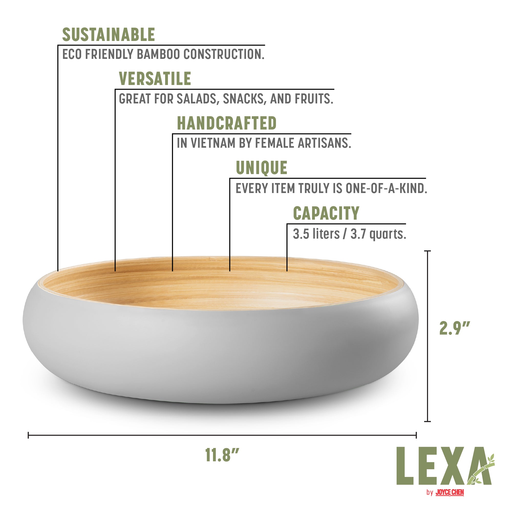 Lexa Bamboo Fruit Bowl, 12 Inch