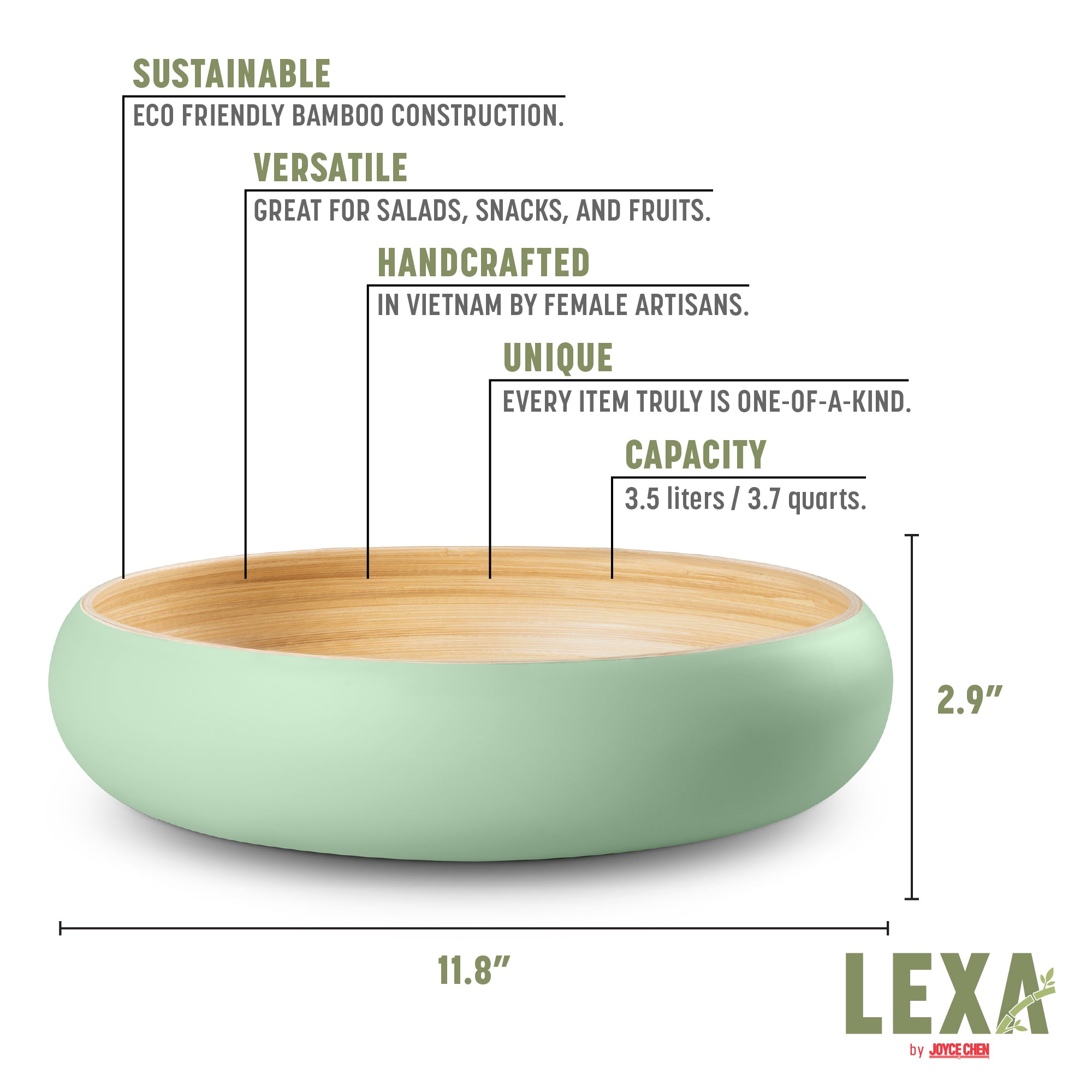 Lexa Bamboo Fruit Bowl, 12 Inch
