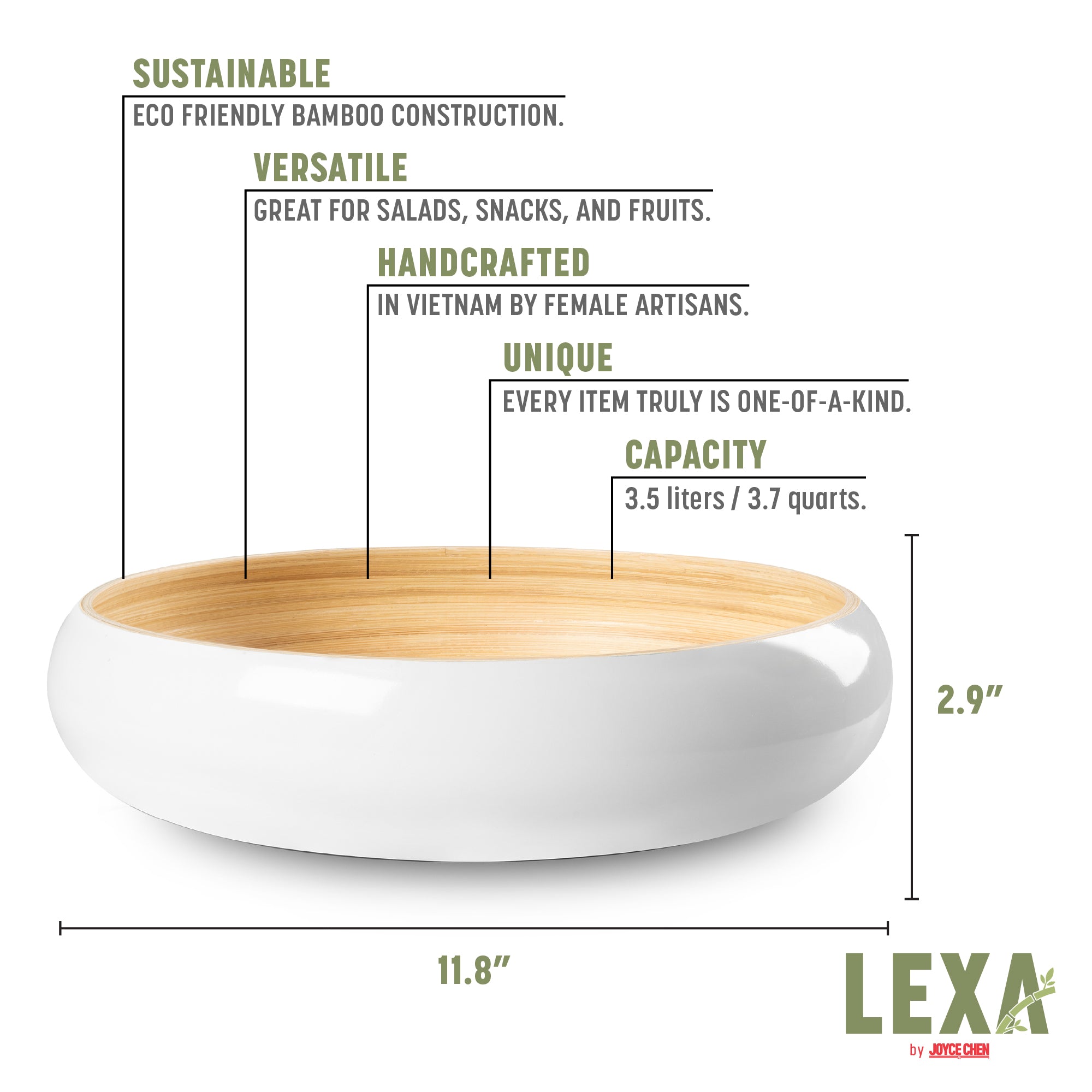 Lexa Bamboo Fruit Bowl, 12 Inch