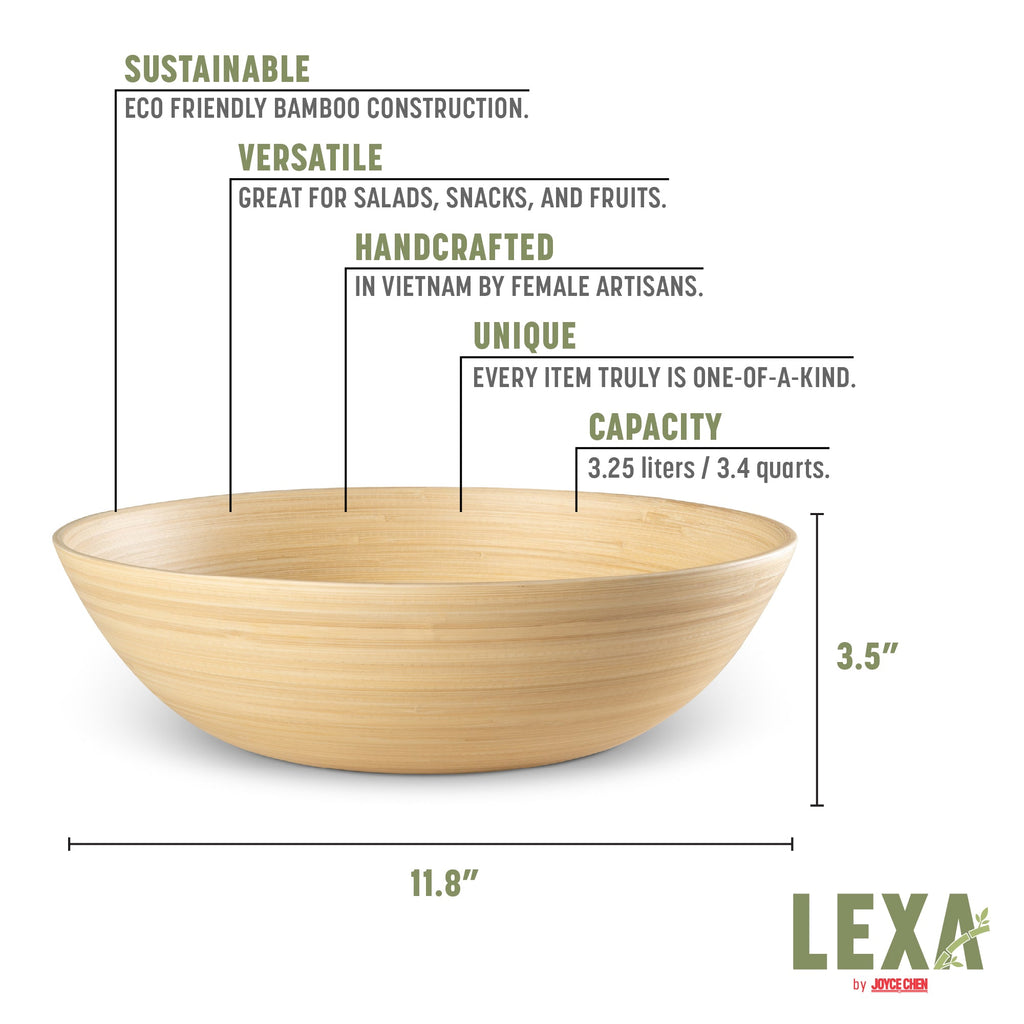 Lexa Bamboo Salad Bowl, 12 Inch