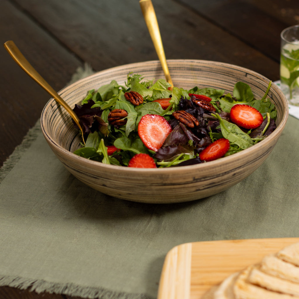 Lexa Bamboo Salad Bowl Set, 12 Inch