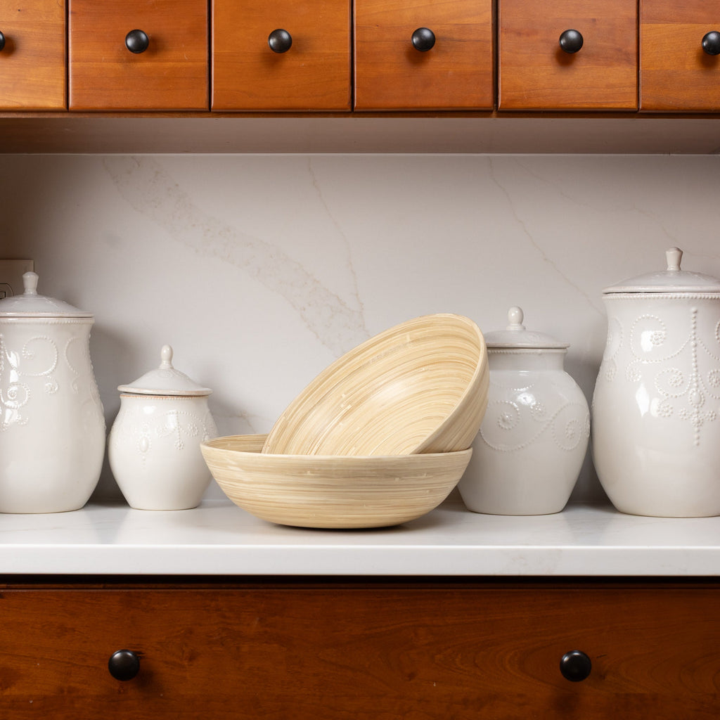Lexa Bamboo Salad Bowl Set, 12 Inch