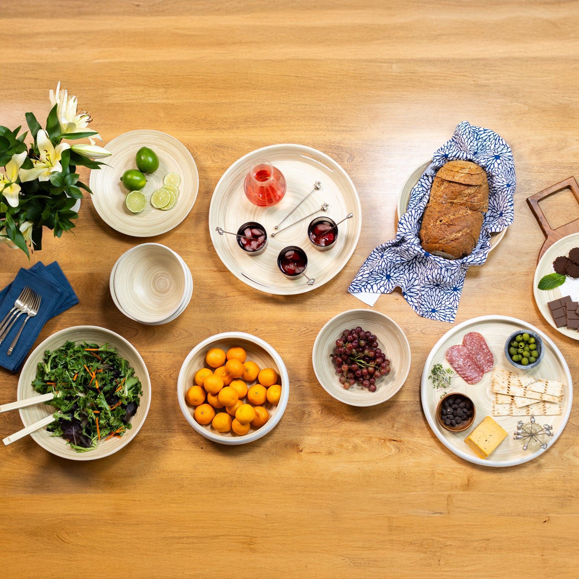 Lexa Bamboo Salad Bowl Set, 12 Inch