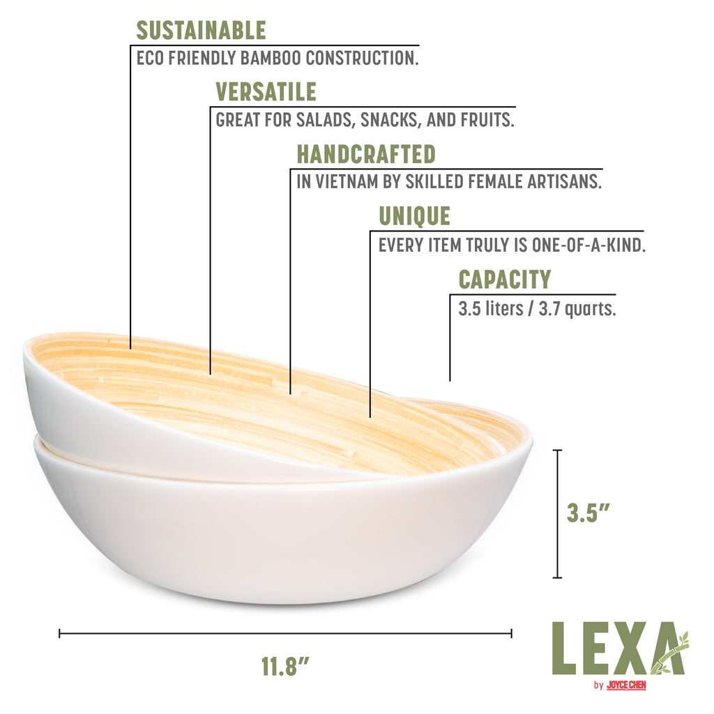 Lexa Bamboo Salad Bowl Set, 12 Inch