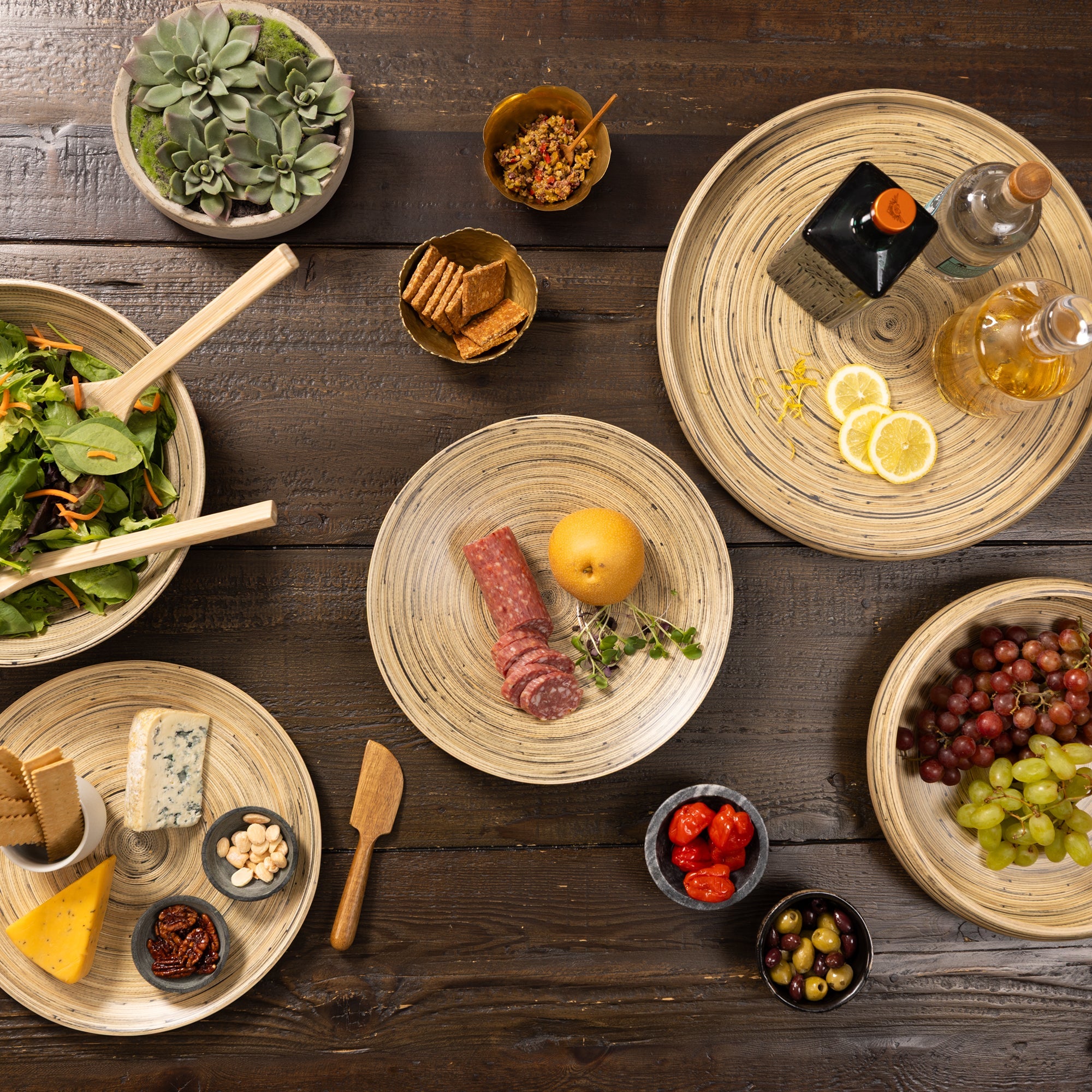 Lexa Bamboo Serving Plate Set, 12 Inch