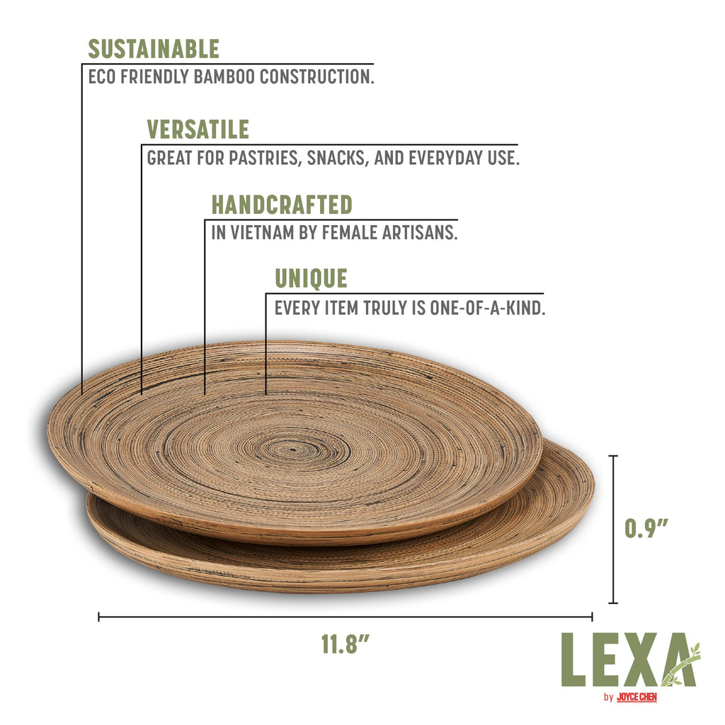 Lexa Bamboo Serving Plate Set, 12 Inch