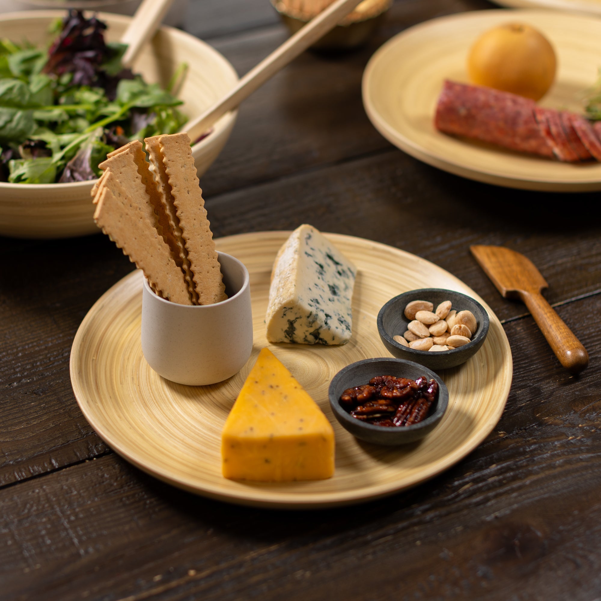 Lexa Bamboo Serving Plate Set, 12 Inch