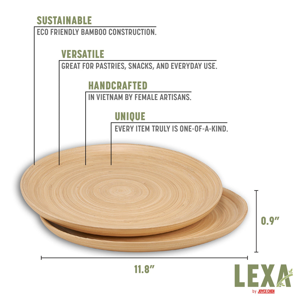 Lexa Bamboo Serving Plate Set, 12 Inch