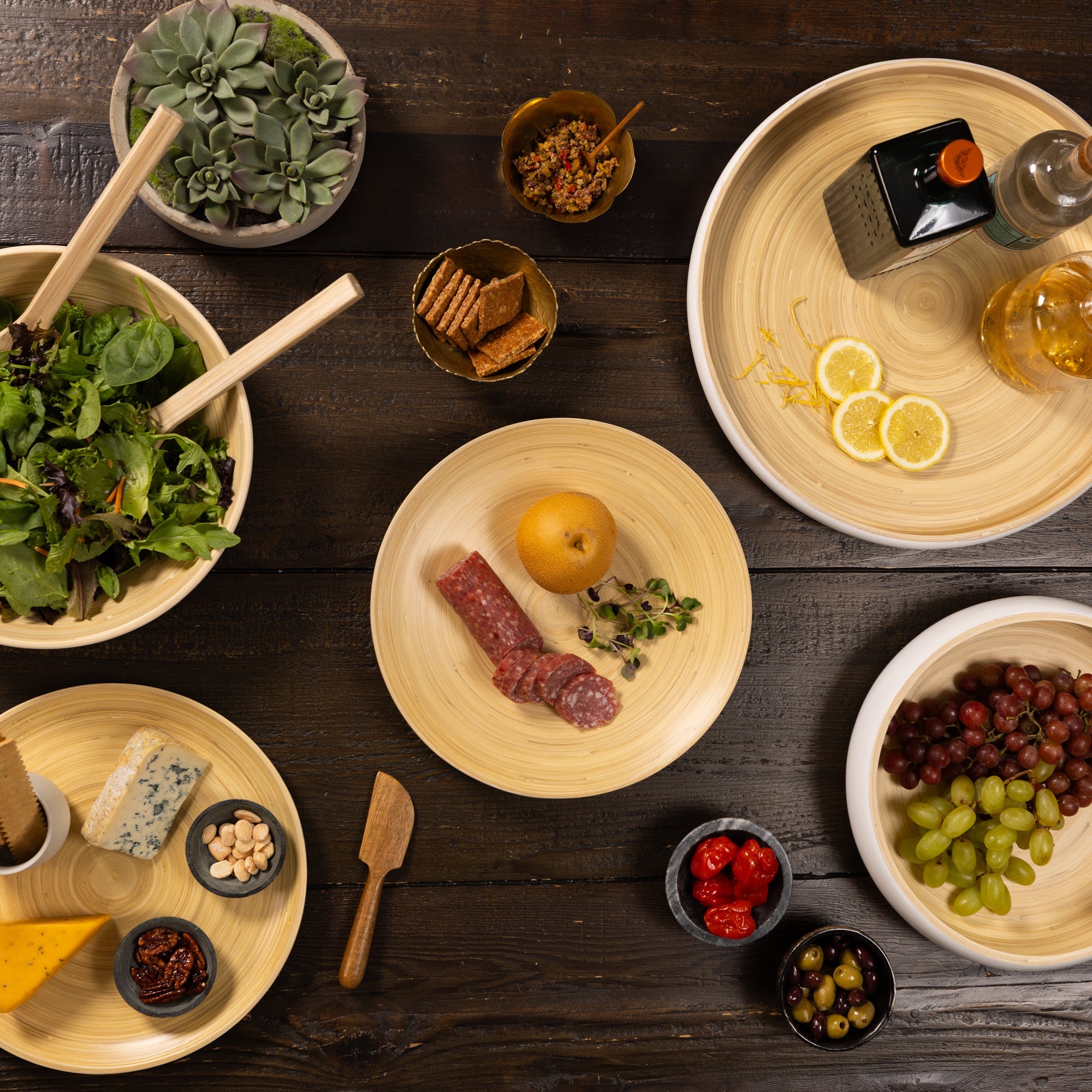 Lexa Bamboo Serving Plate Set, 12 Inch